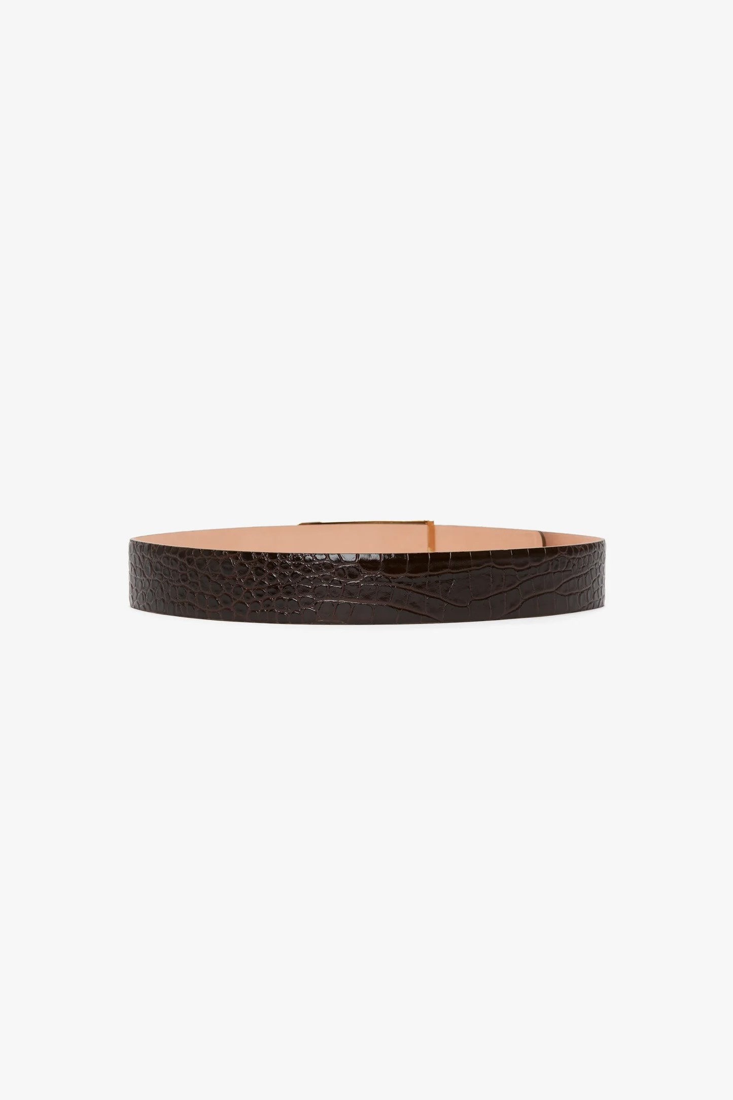 Jumbo Frame Belt In Chocolate Croc-Effect Leather - 4