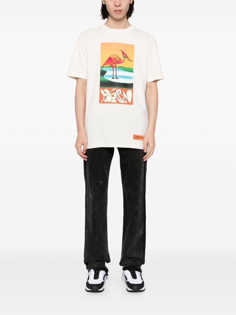 abstract heron-print T-shirt - 2