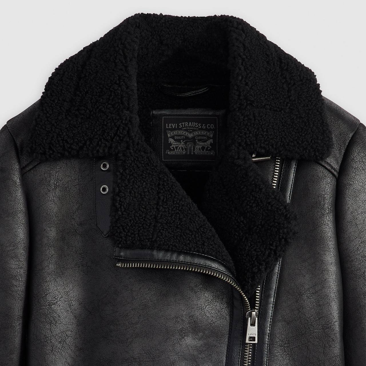 FAUX SHEARLING MOTO JACKET - 4