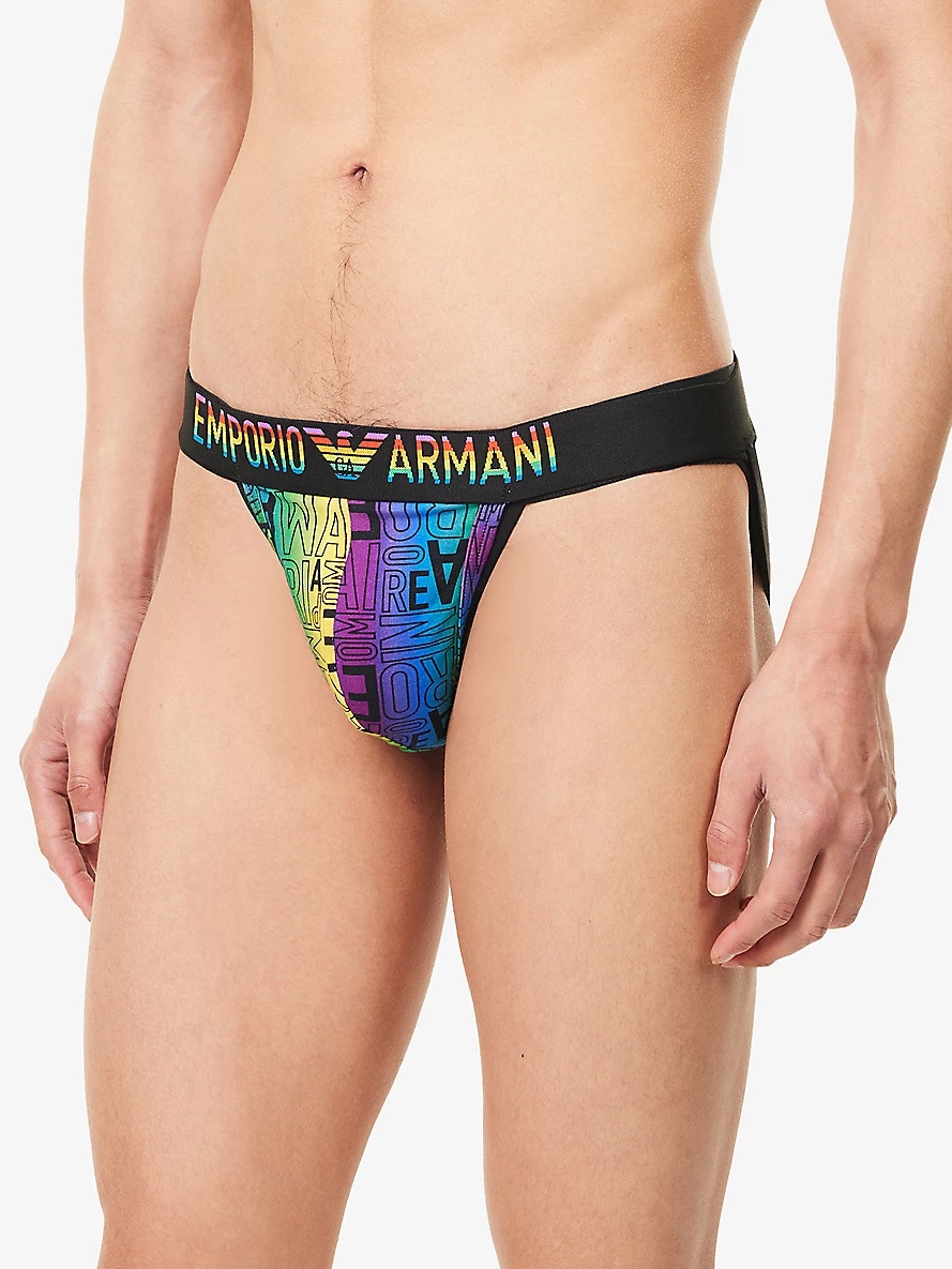 Rainbow-logo pack of two stretch-cotton jockstraps - 4