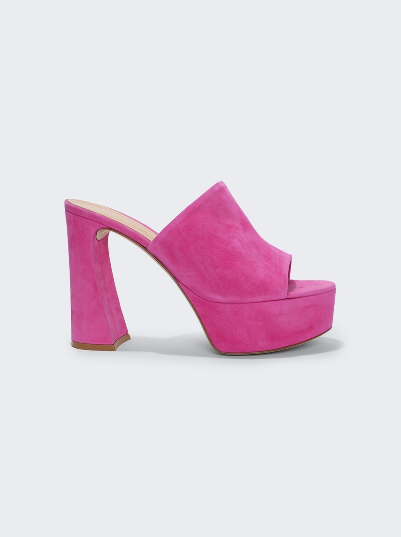 Camoscio Platform Mules Pink Bloom 1