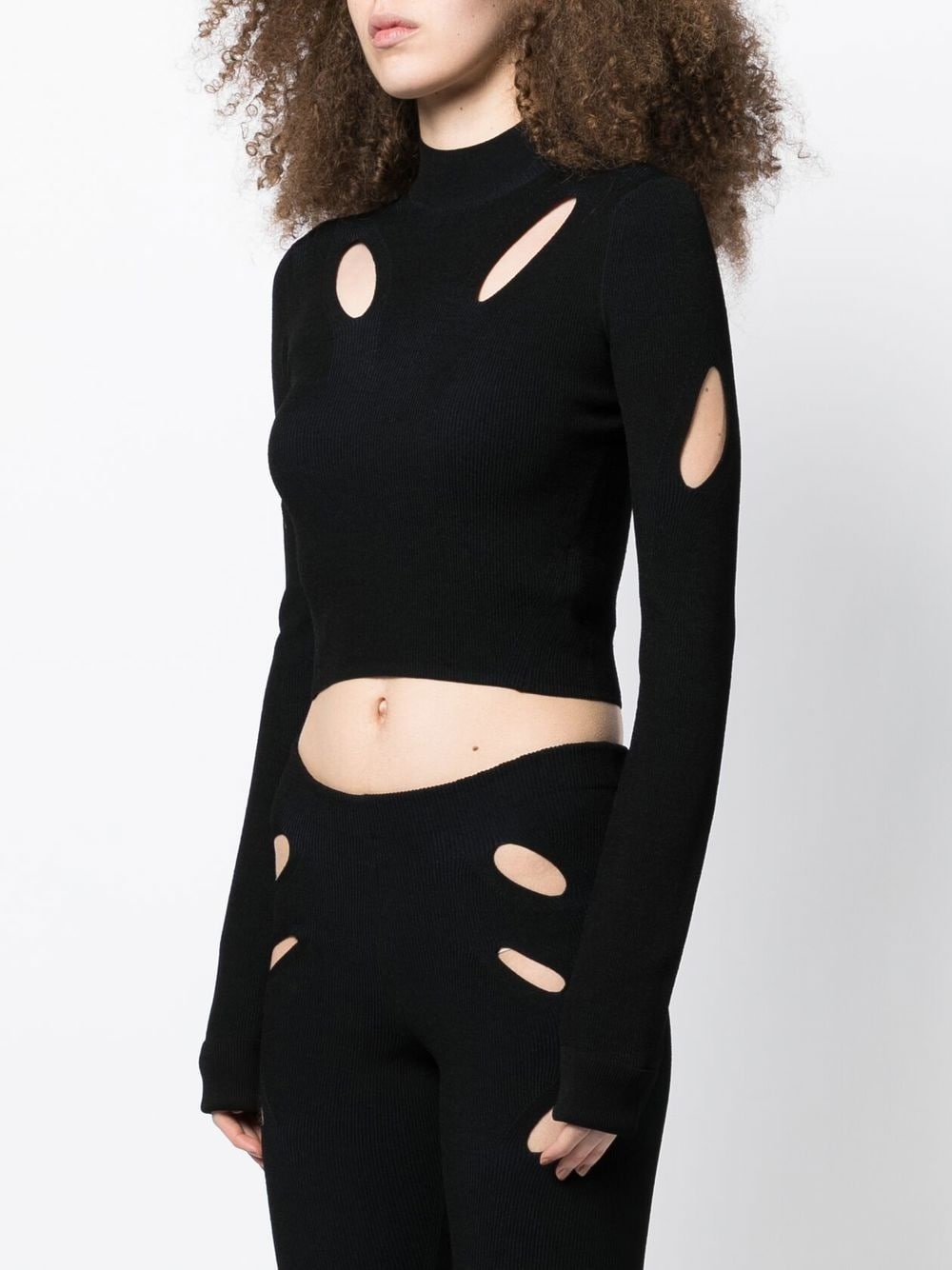 cut out-detail cropped knitted top - 4