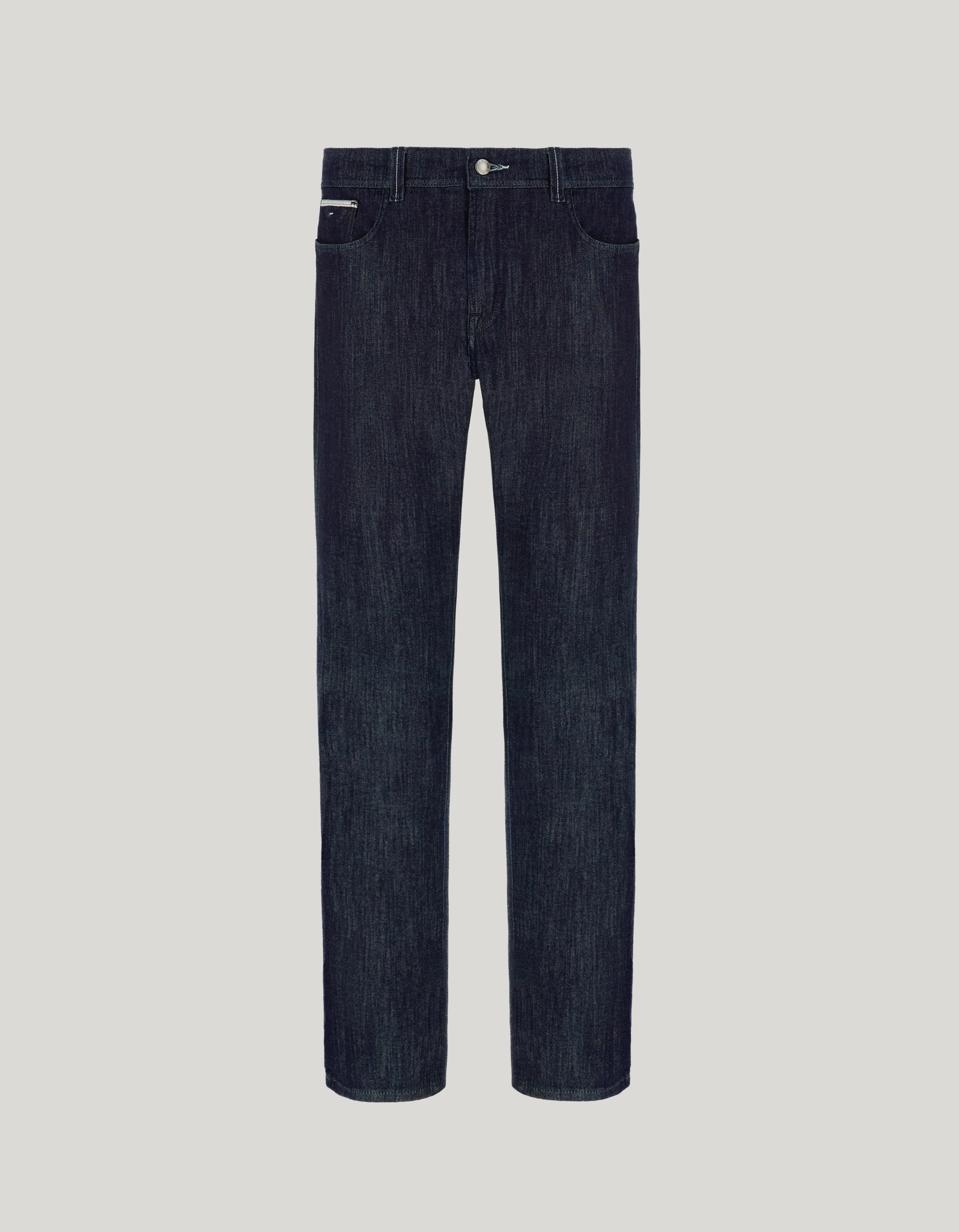 BLUE SOFT-TOUCH FIVE-POCKET DENIM PANTS WITH COLOURED SELVEDGE - 1