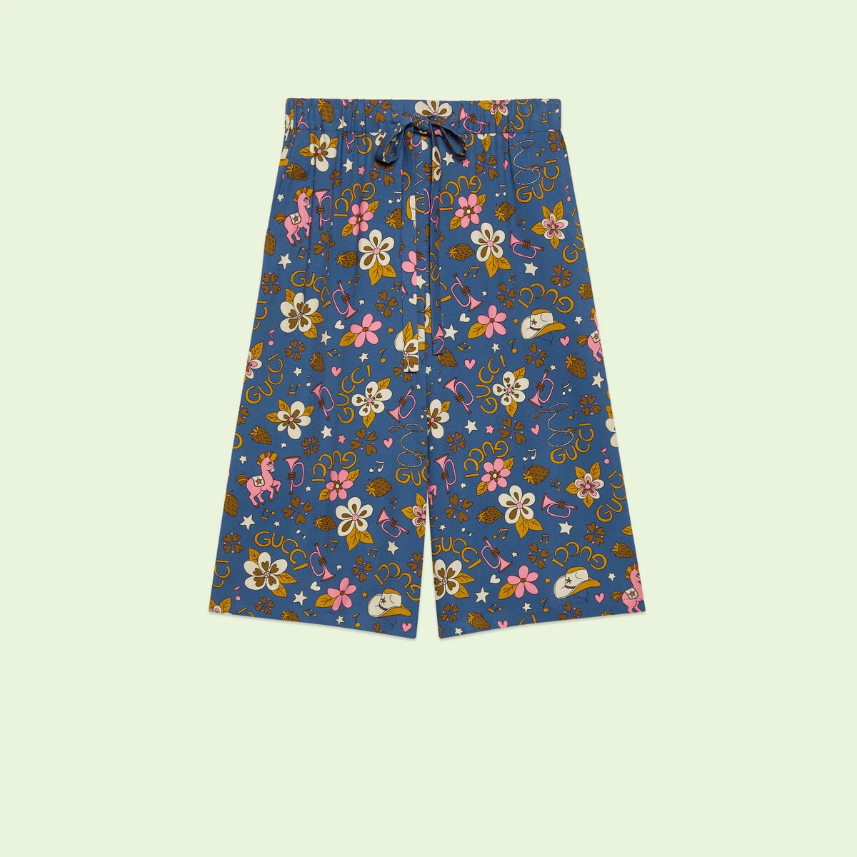 Retro flower print viscose culotte pant - 1