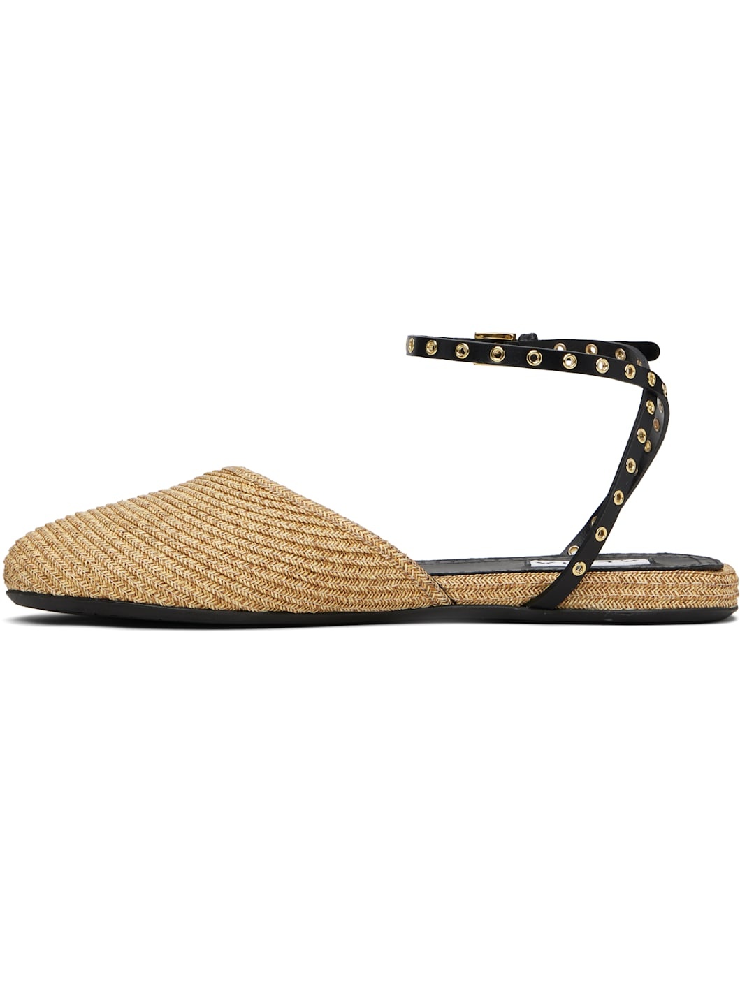 Beige Paper Straw Ballerina Flats - 3