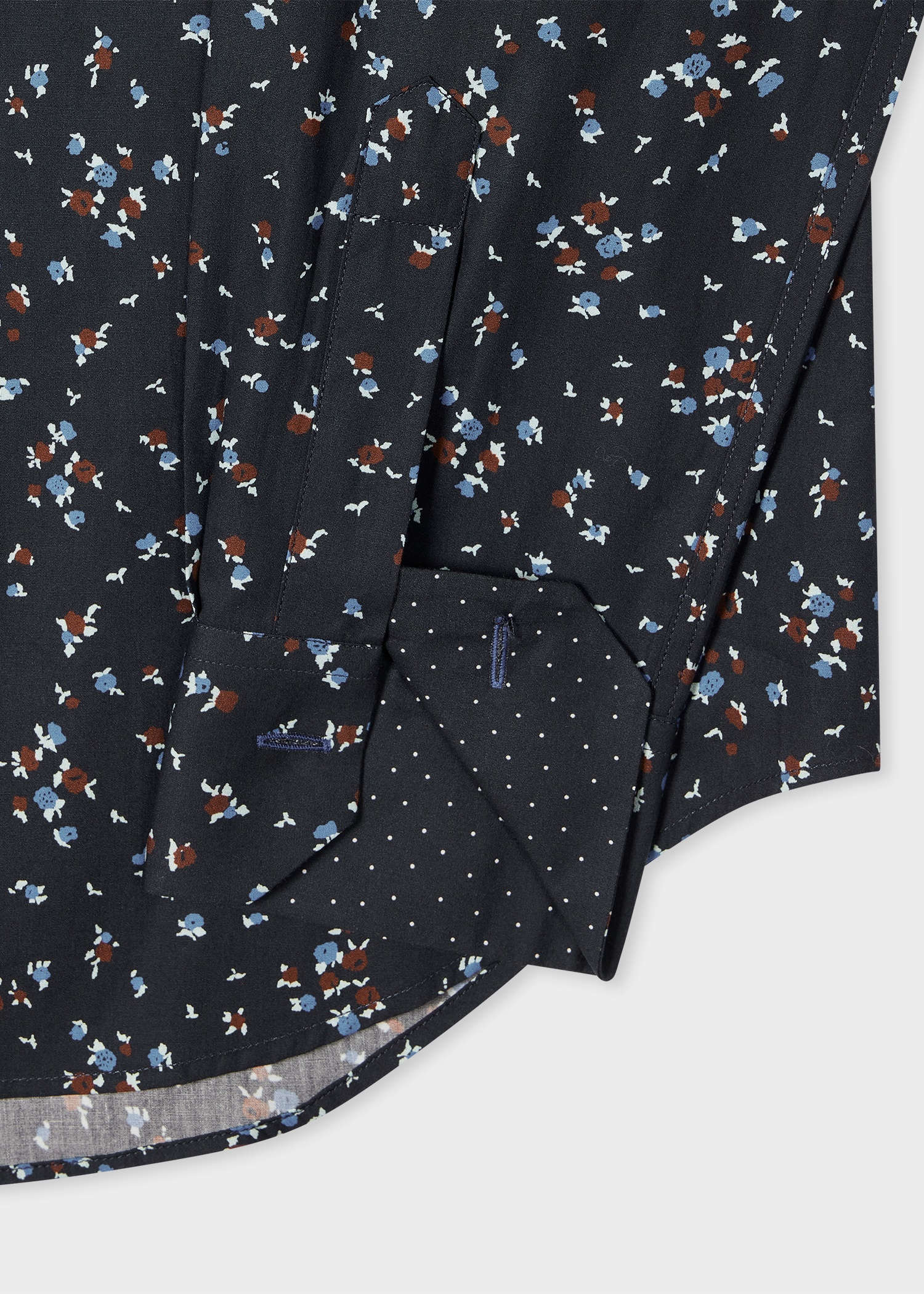 Tailored-Fit Navy Ditsy Floral Cotton Shirt - 2