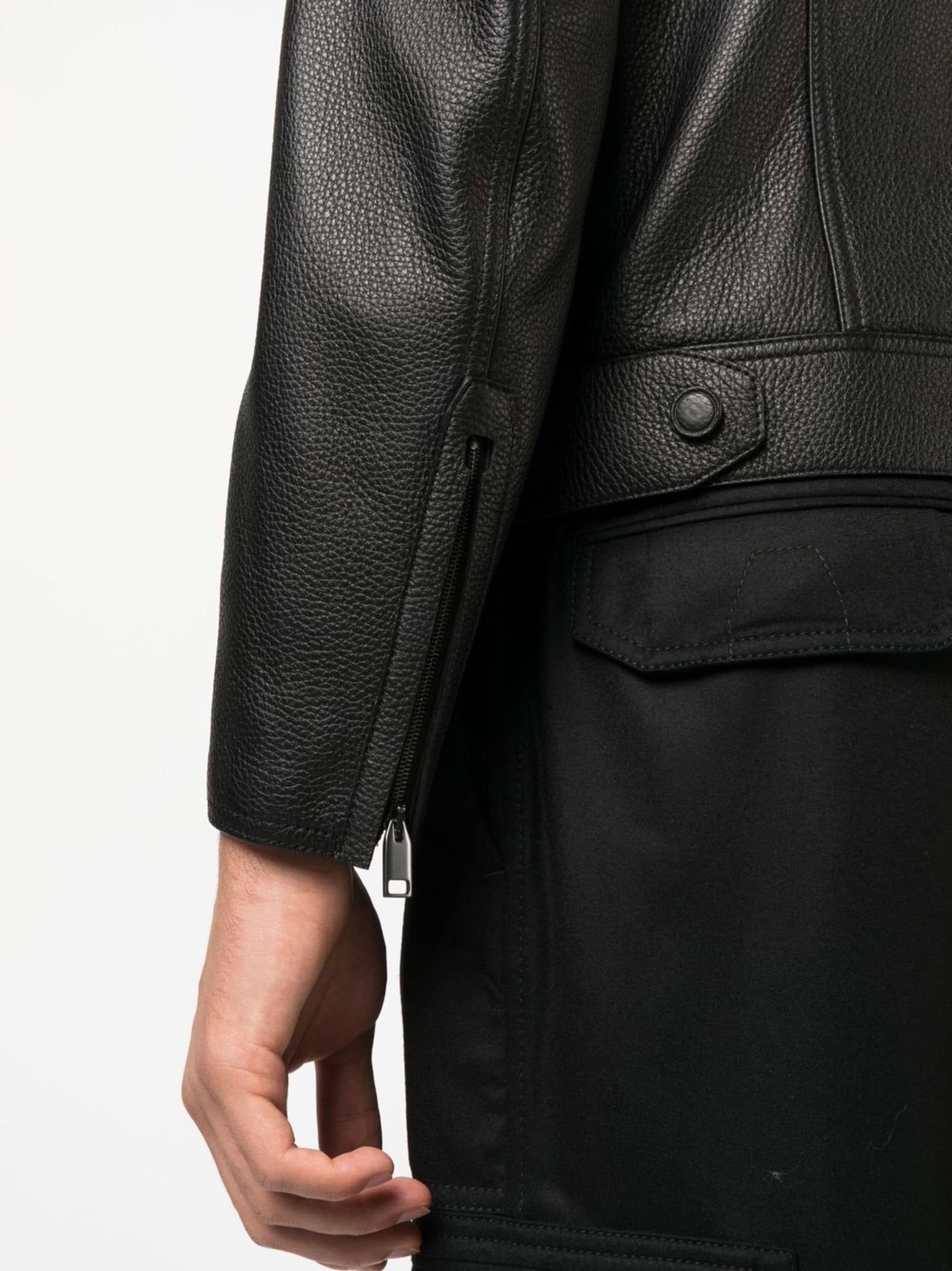 ZIP-FRONT LEATHER JACKET - 4