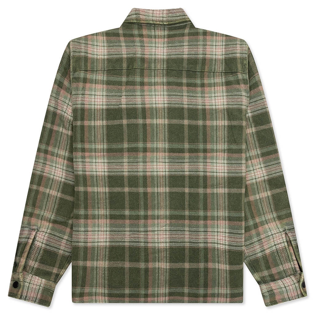 HEAVY WASHED PLAID SHIRT - GREEN - 2