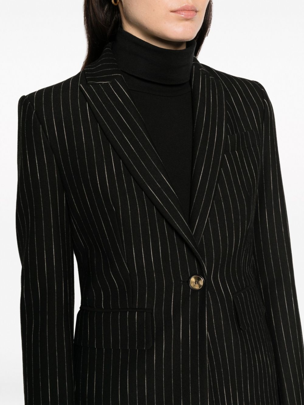 striped single-breasted blazer - 5