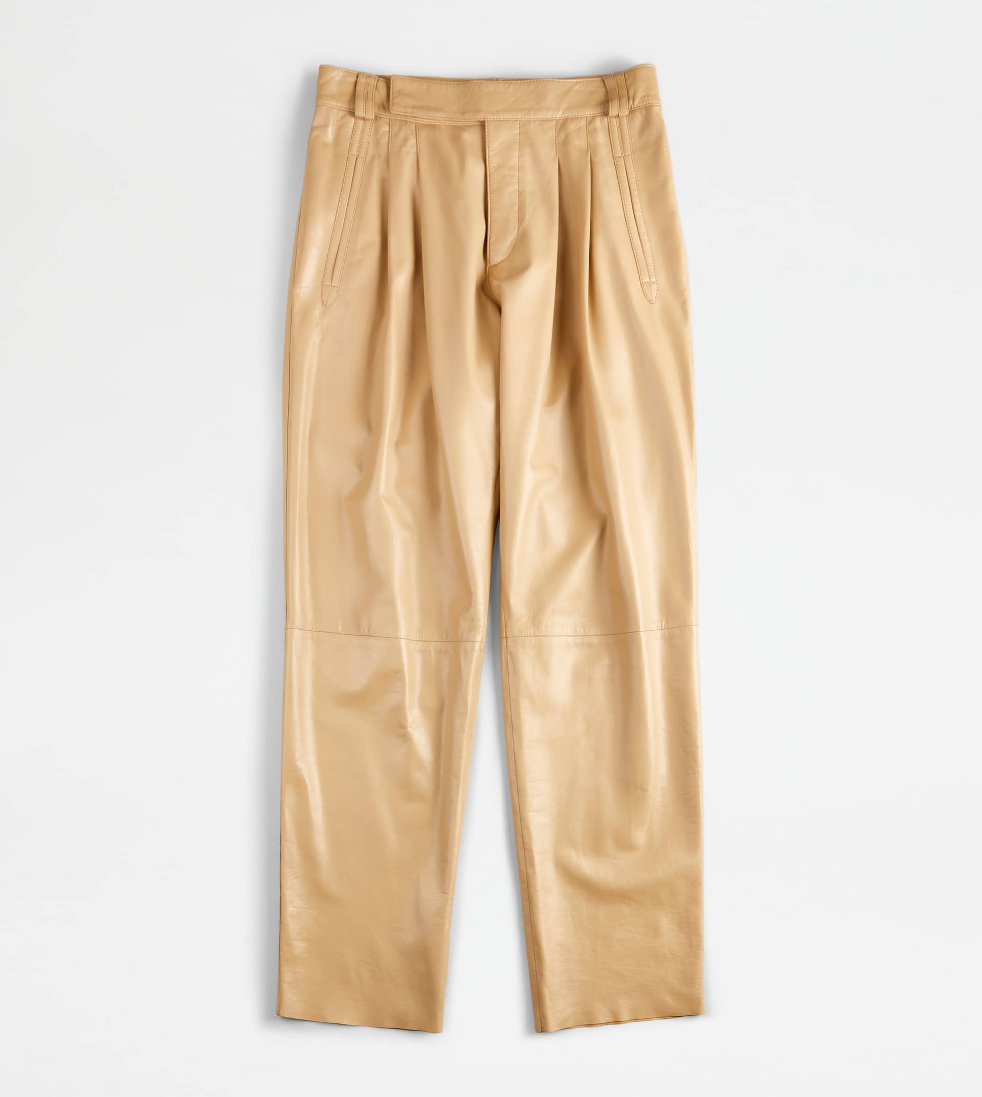PANTS IN LEATHER - BEIGE - 1
