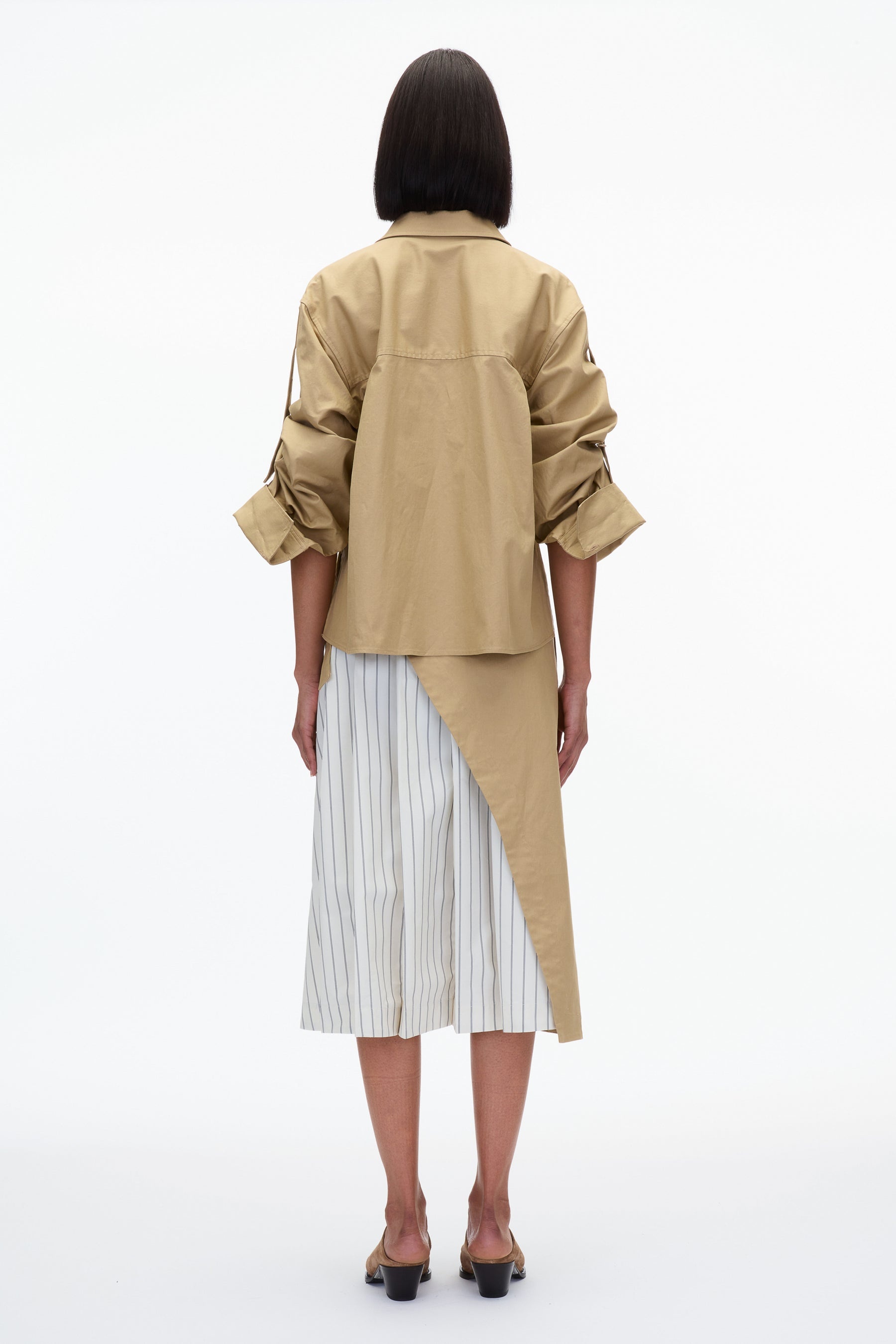Utility Shirt Dress with Pleated Wrap Skirt - 4
