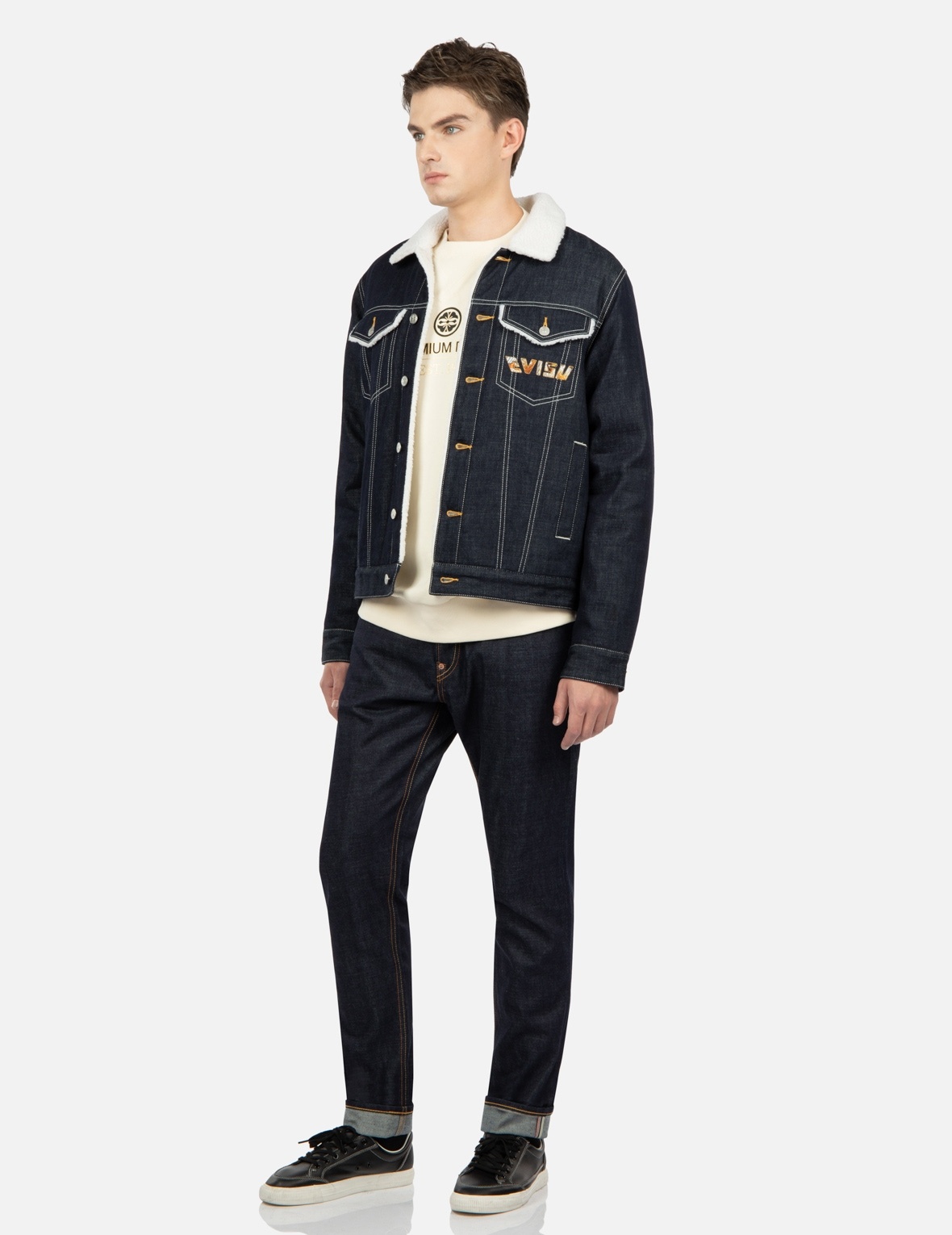 TWO-LAYER BRUSHSTROKE DAICOCK SHERPA-LINED DENIM JACKET - 4