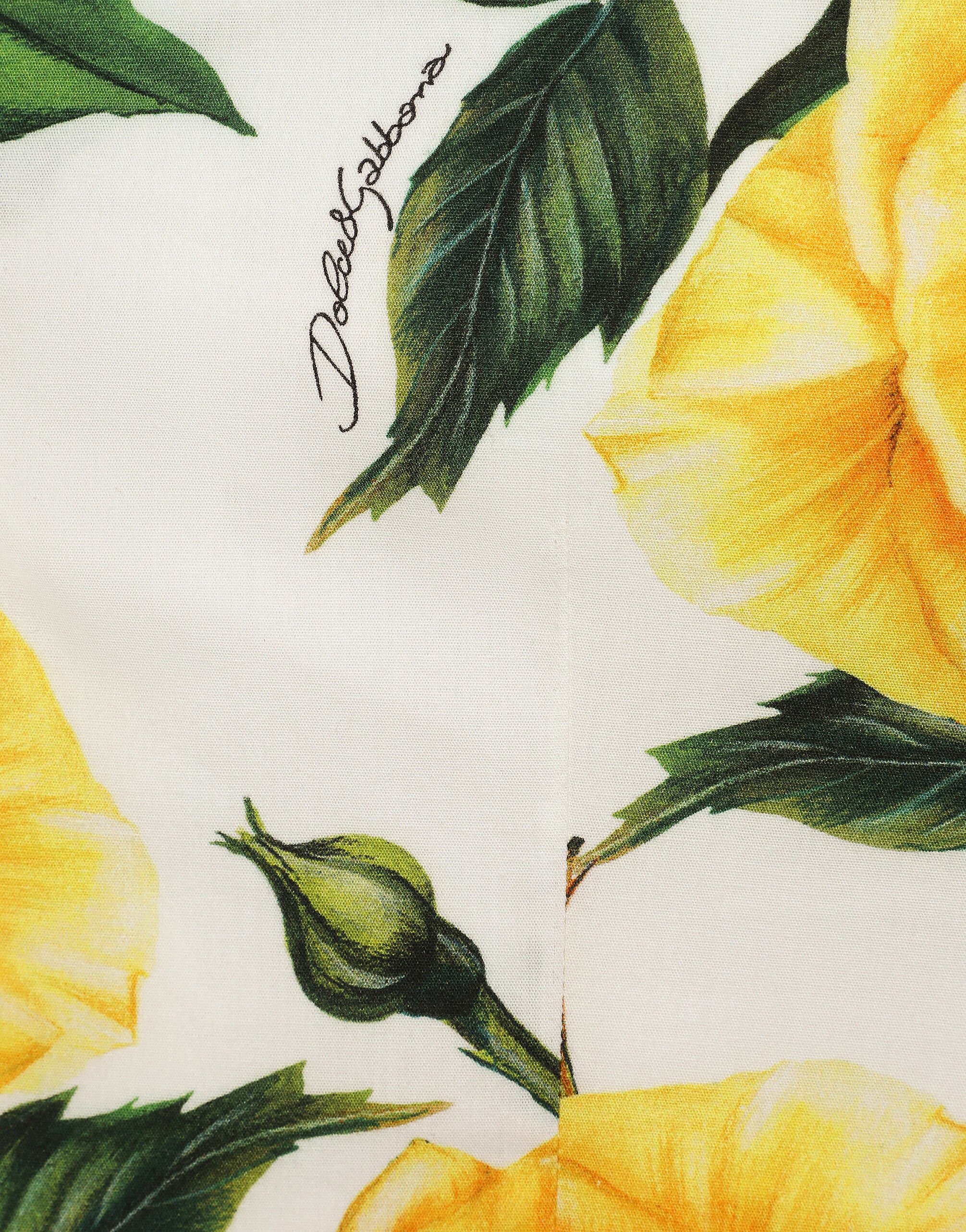 One-shoulder cotton crop top with yellow rose print - 3