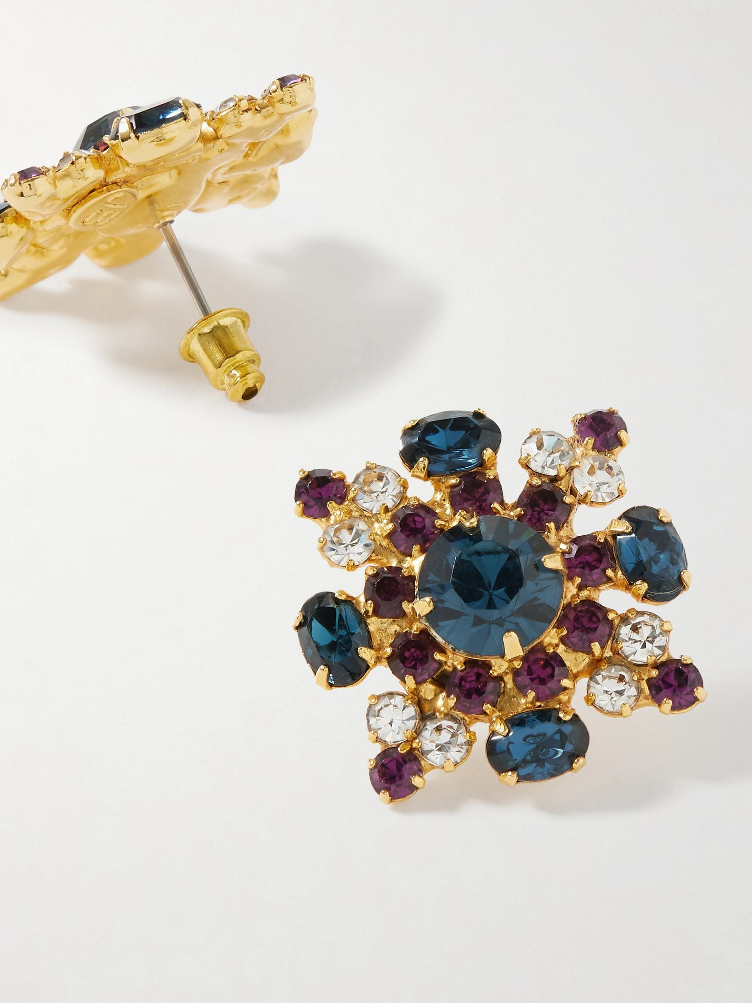 Perola gold-plated crystal earrings Blue - 3