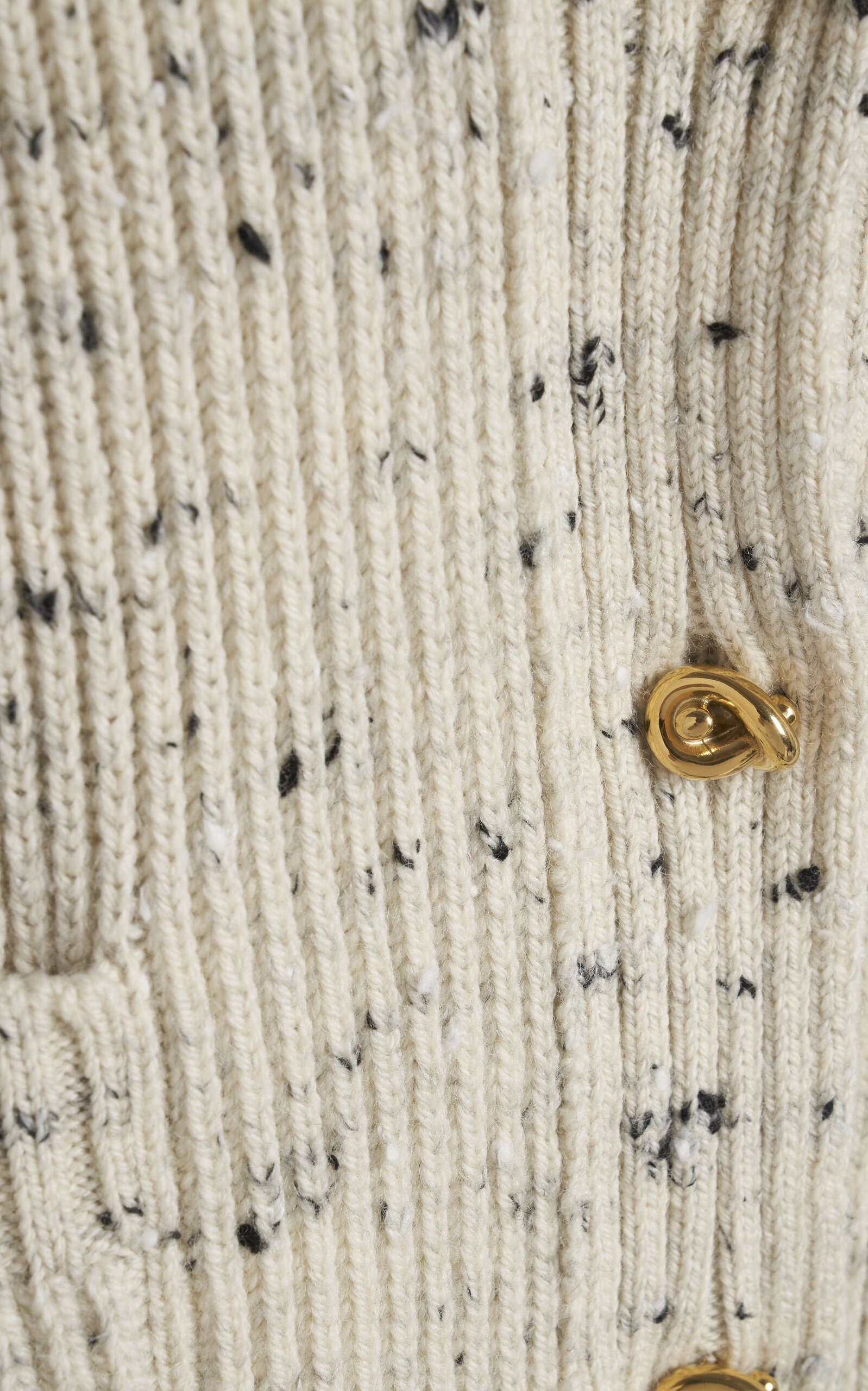 Knot-Detailed Ribbed Wool Cardigan ivory - 5