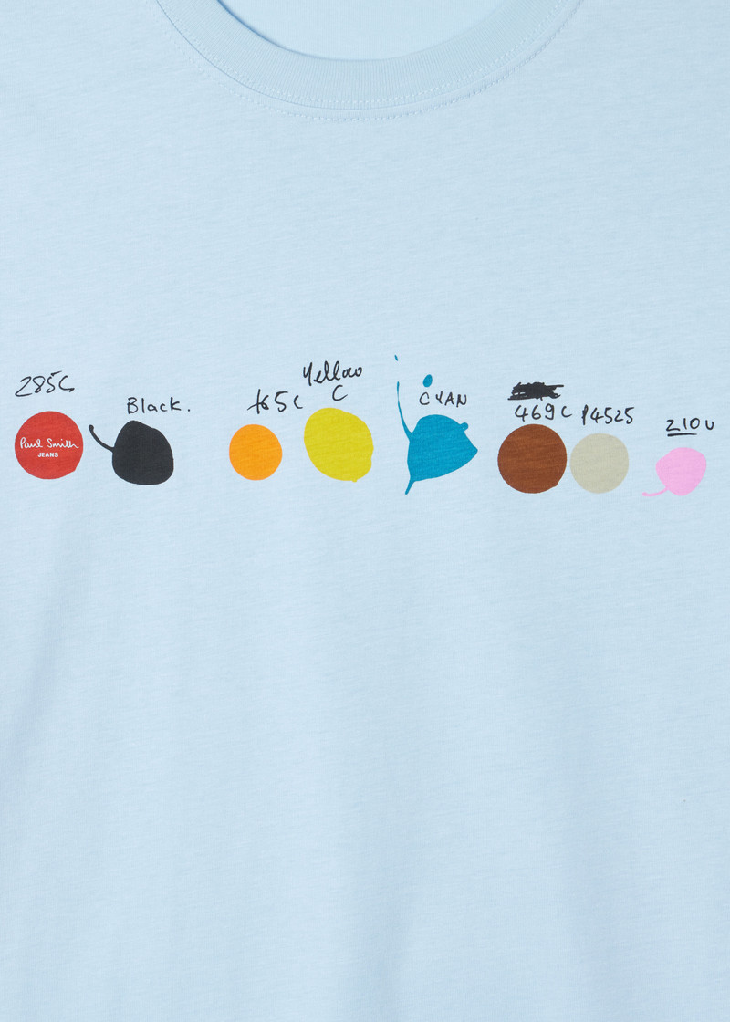 Paul Smith Light Blue 'Paint Dots' Print T-Shirt outlook