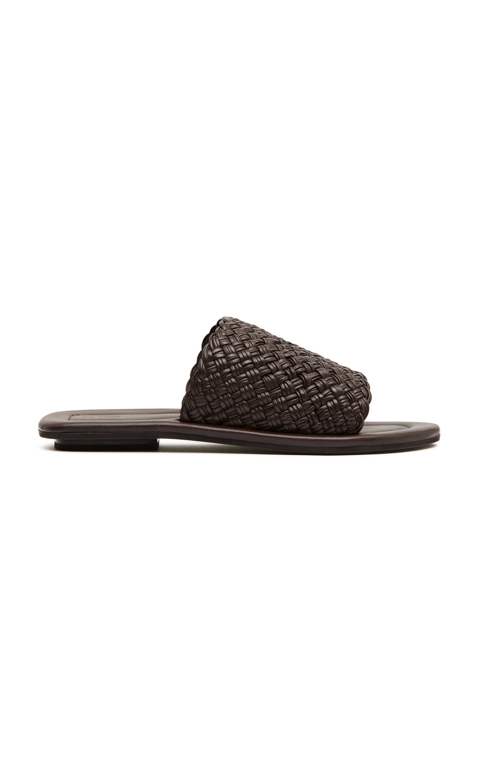 Woven Leather Minimal Slides brown - 1