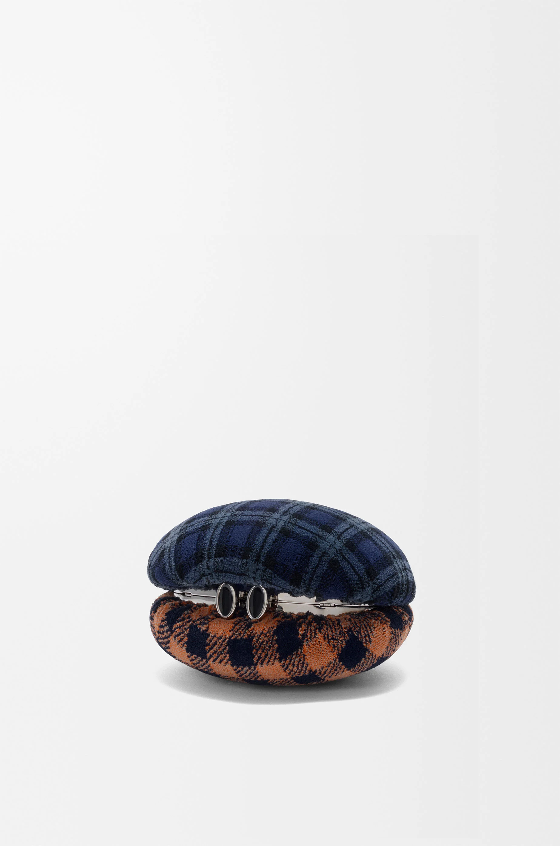 Shell minaudiere in check pattern textile and metal - 1