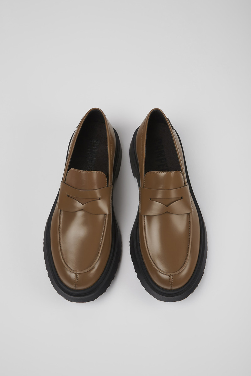 Brown leather loafers for men 4