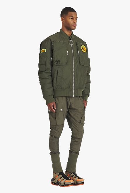 Khaki aviator bomber jacket with Balmain badge - 7