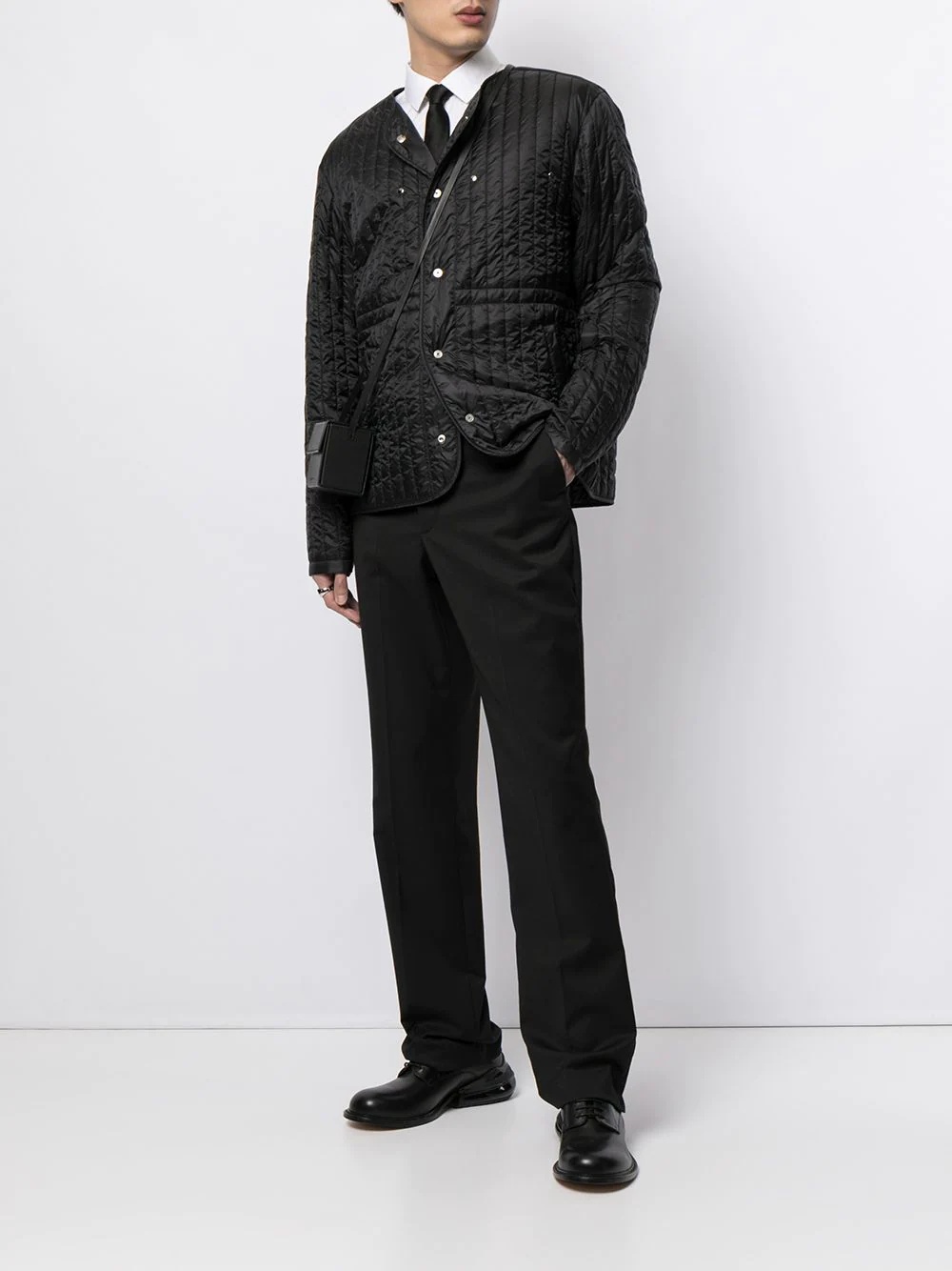 quilted single-breasted jacket - 2