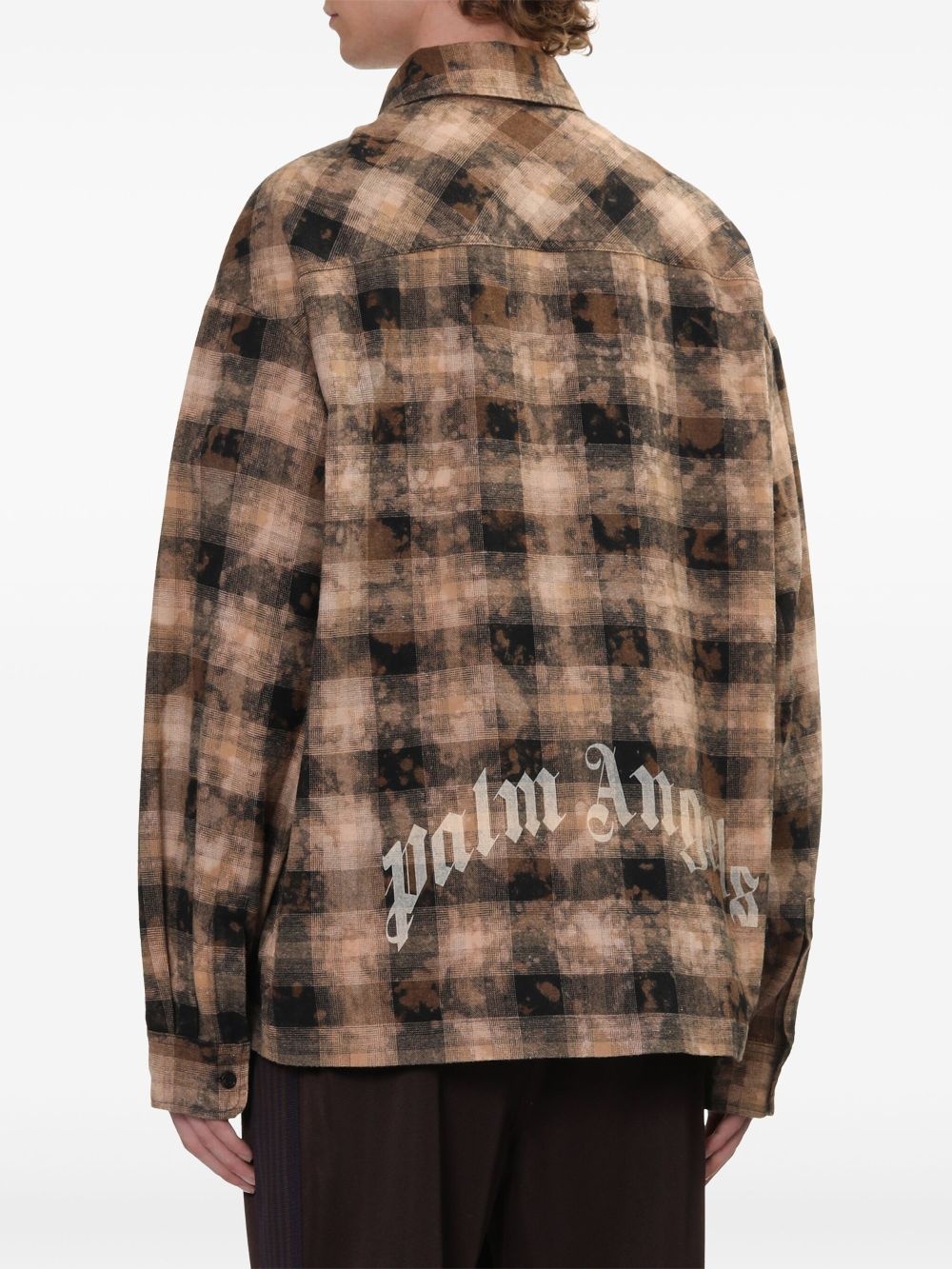 logo-print checked shirt - 4