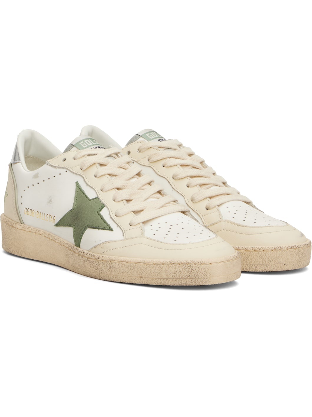 Off-White & Khaki Ball Star Sneakers - 4