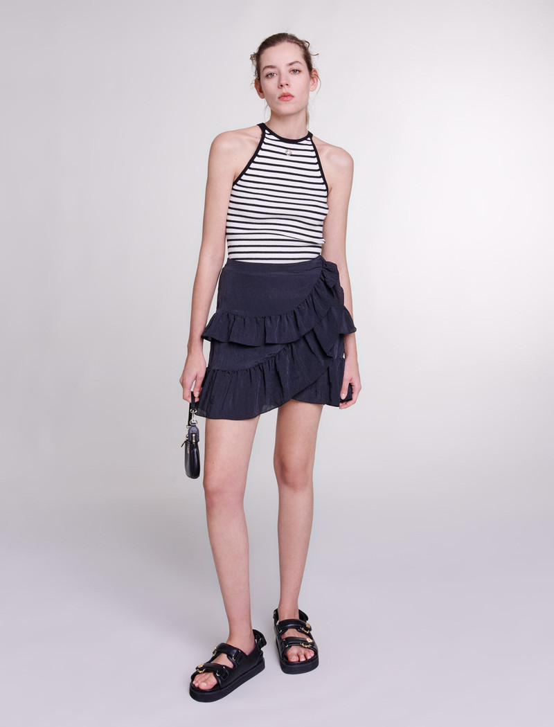 maje Short ruffled skirt outlook