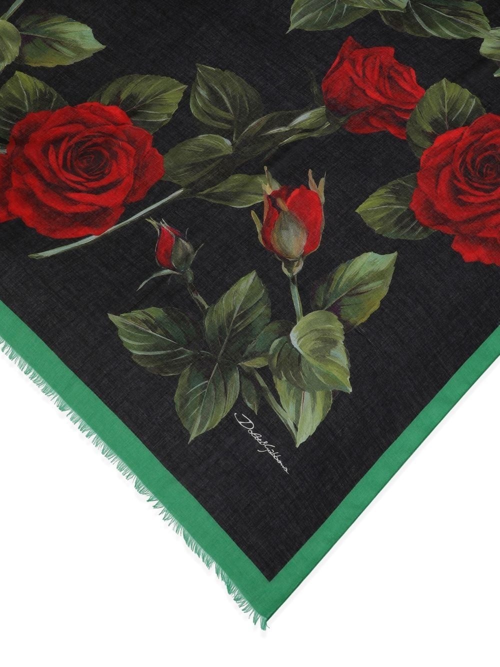 rose-print contrast-border scarf - 3