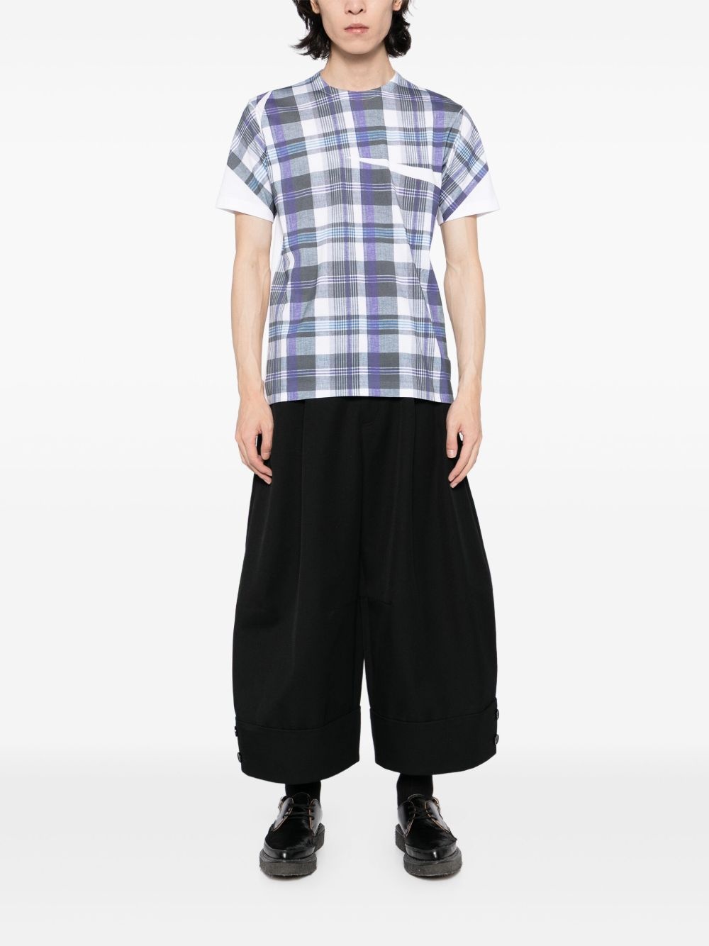 tartan overprint T-shirt - 2