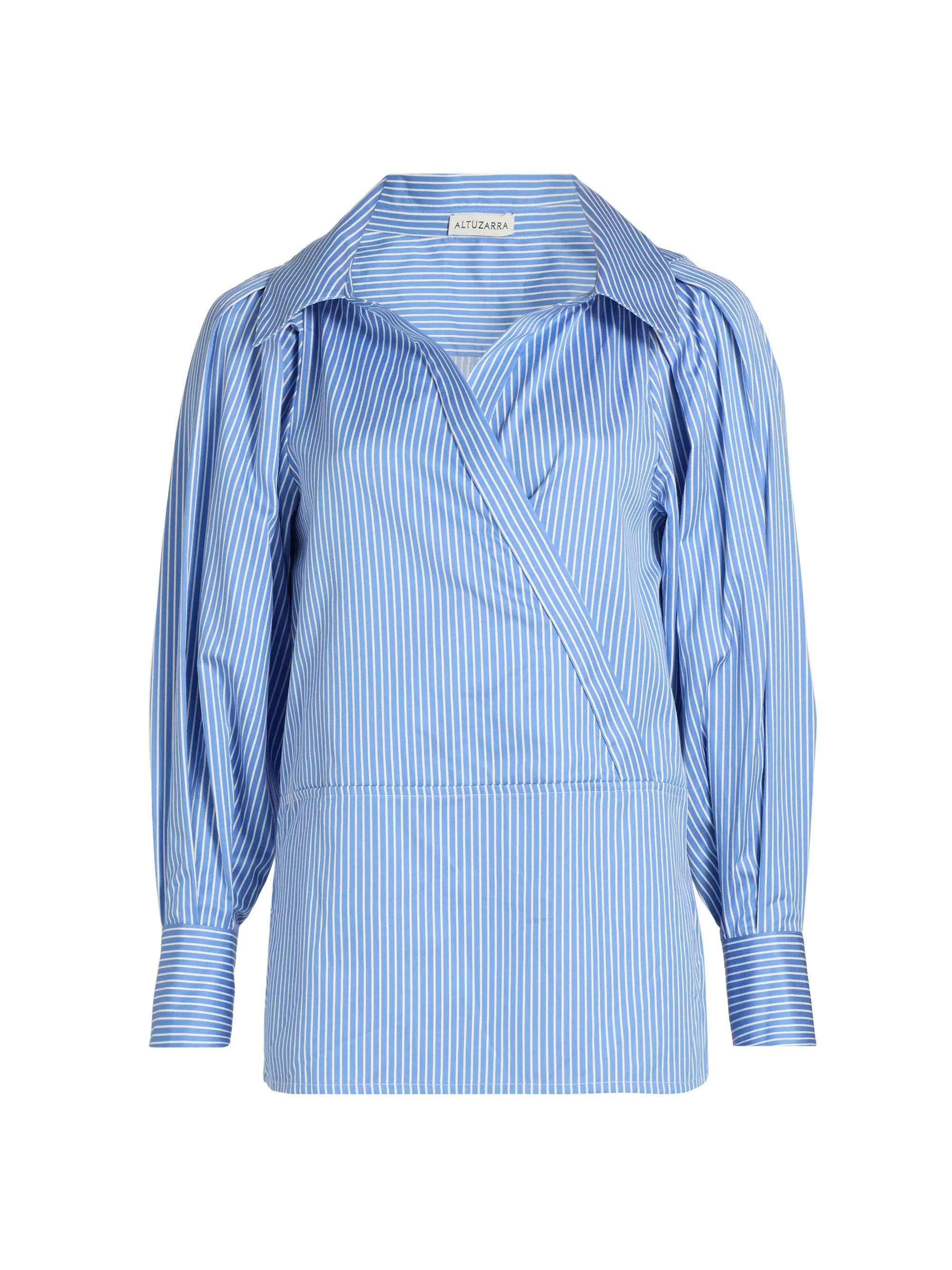 Women's Arthur Striped Poplin Wrap Top - Azure Stripe - 1
