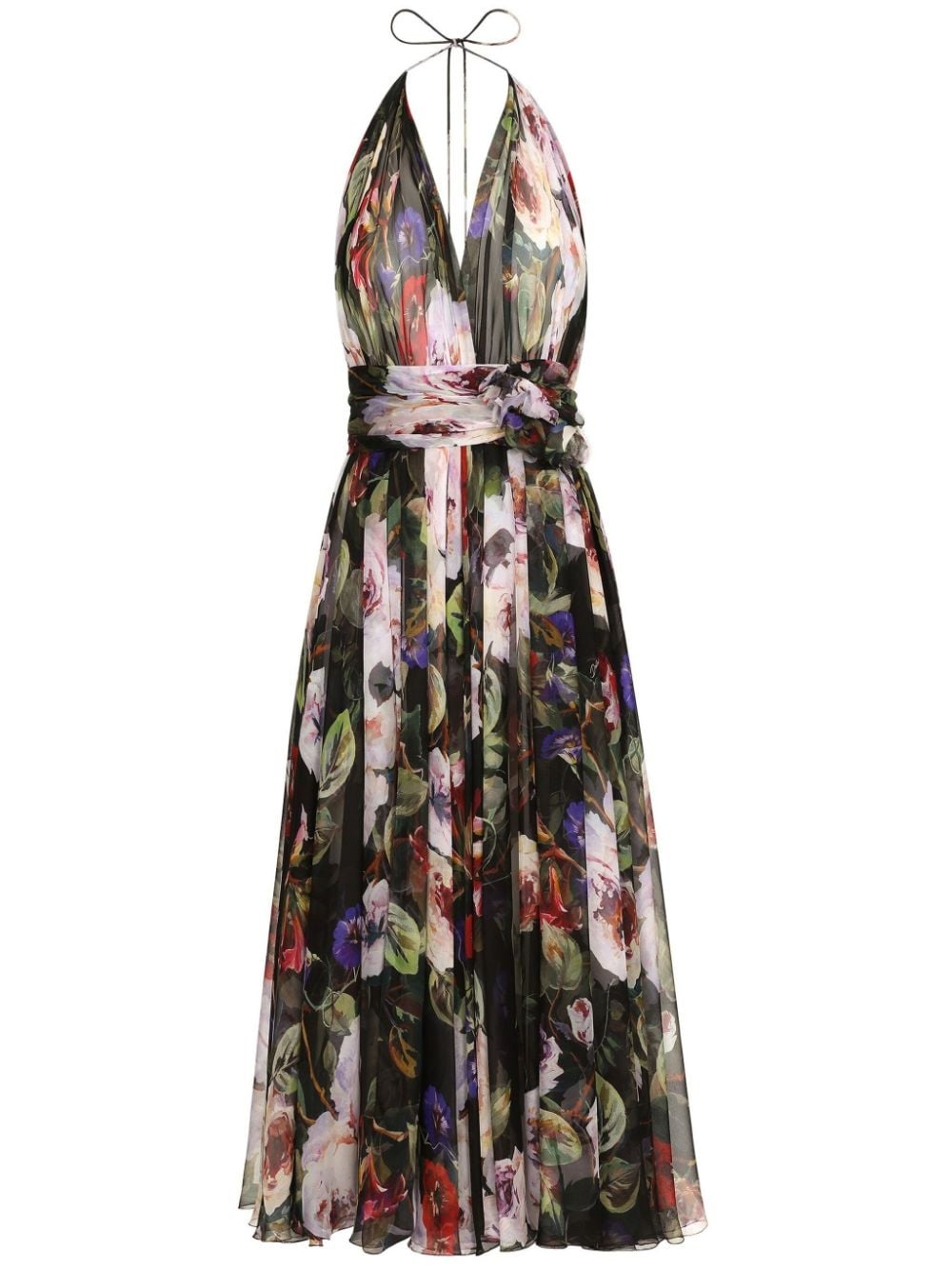 floral-print silk midi dress - 1