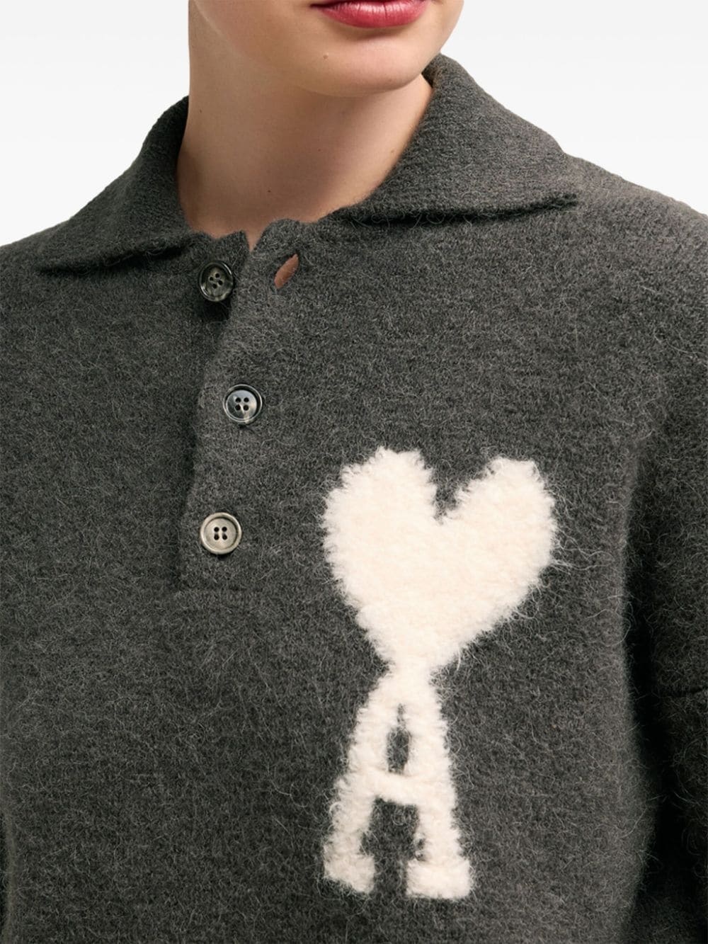 Ami de Coeur alpaca-blend polo jumper - 7