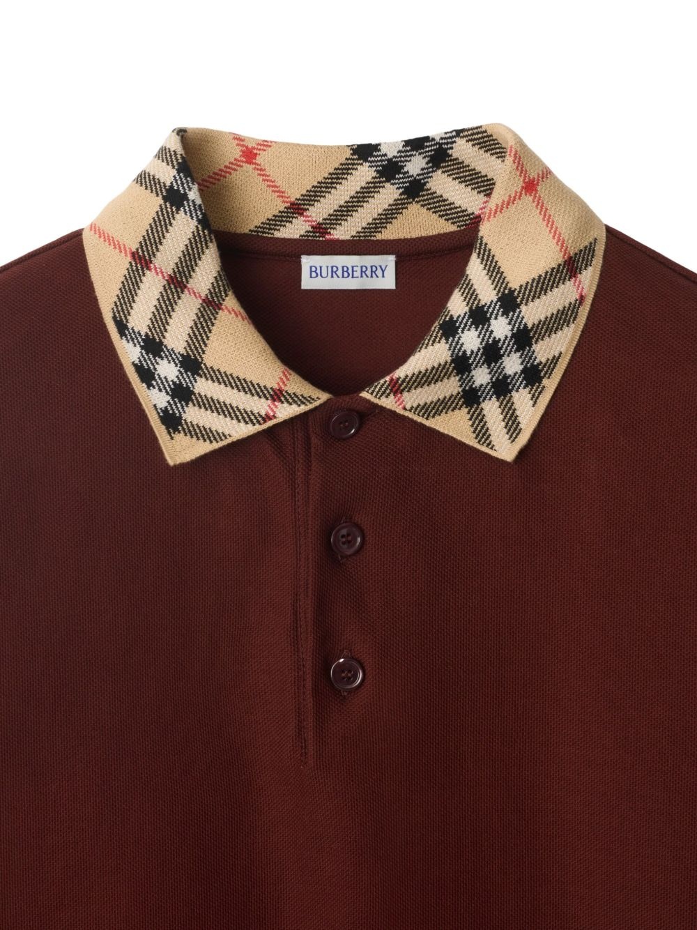 check-collar cotton polo shirt - 4