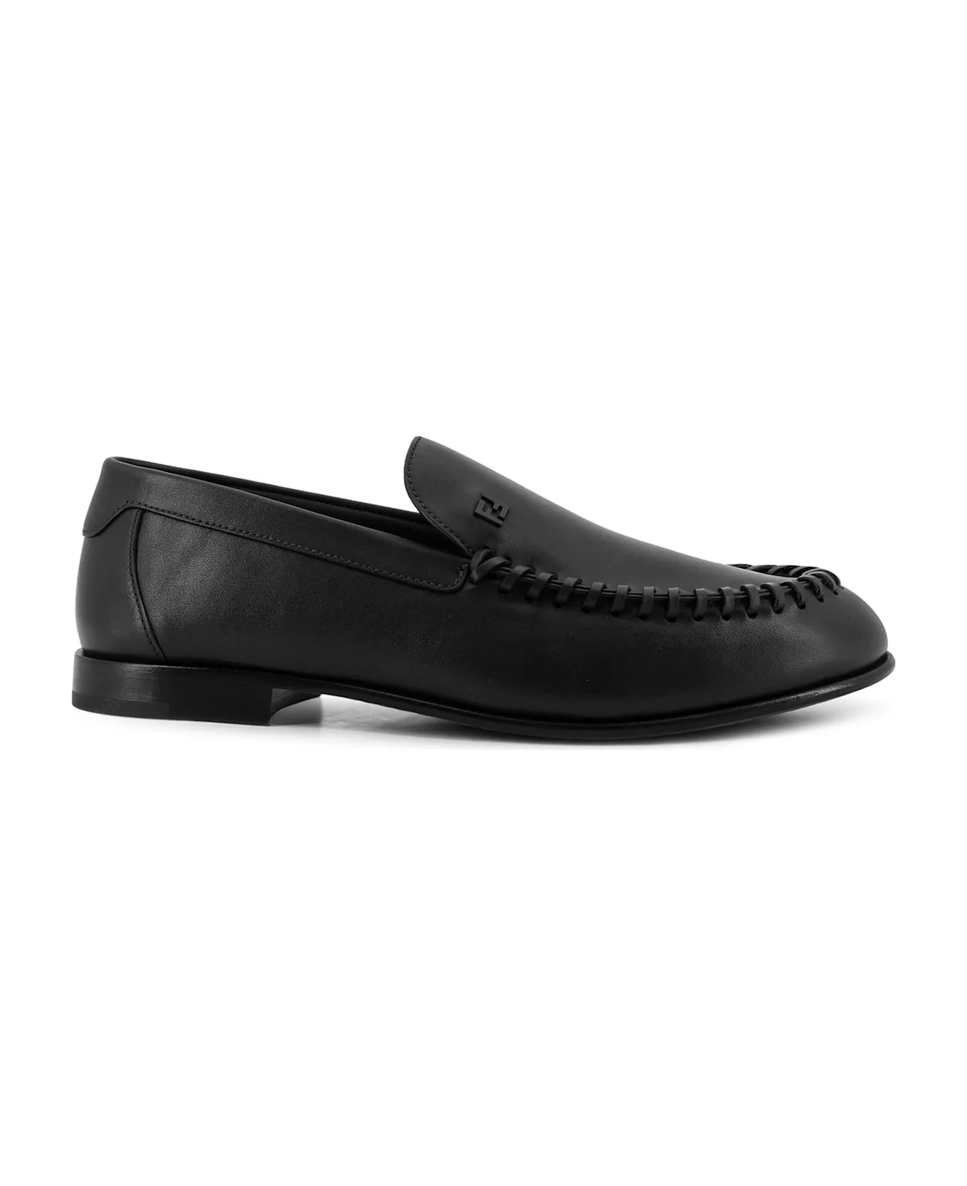 Leather Loafers With Metal Ff Logo - 1