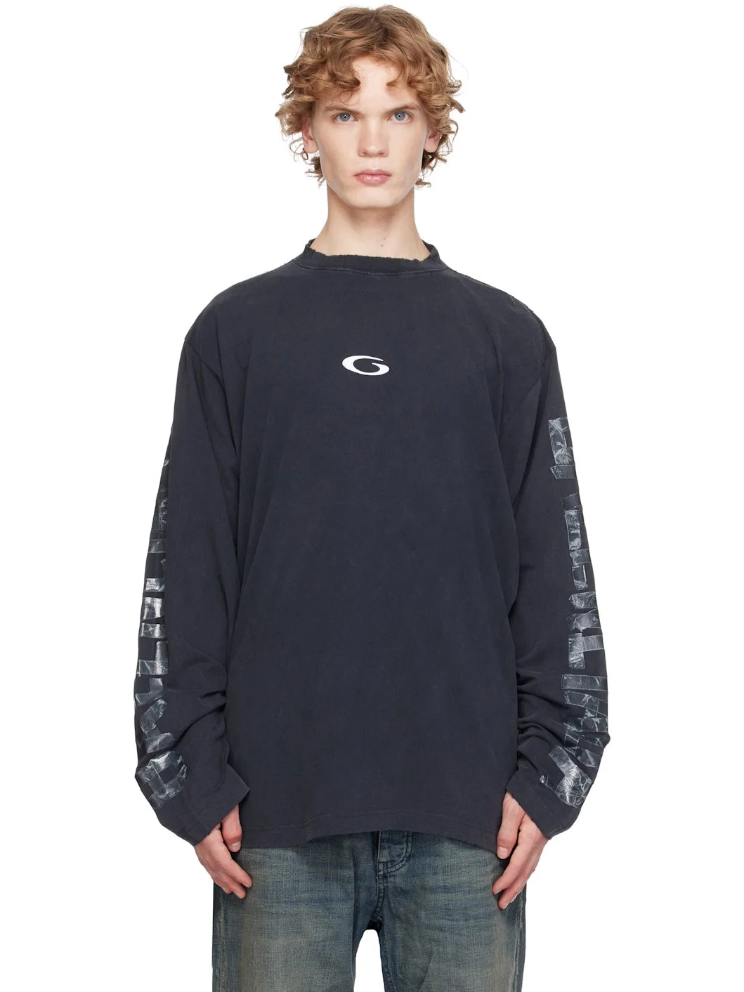 Black Faded Washed Loop T-shirt - 1