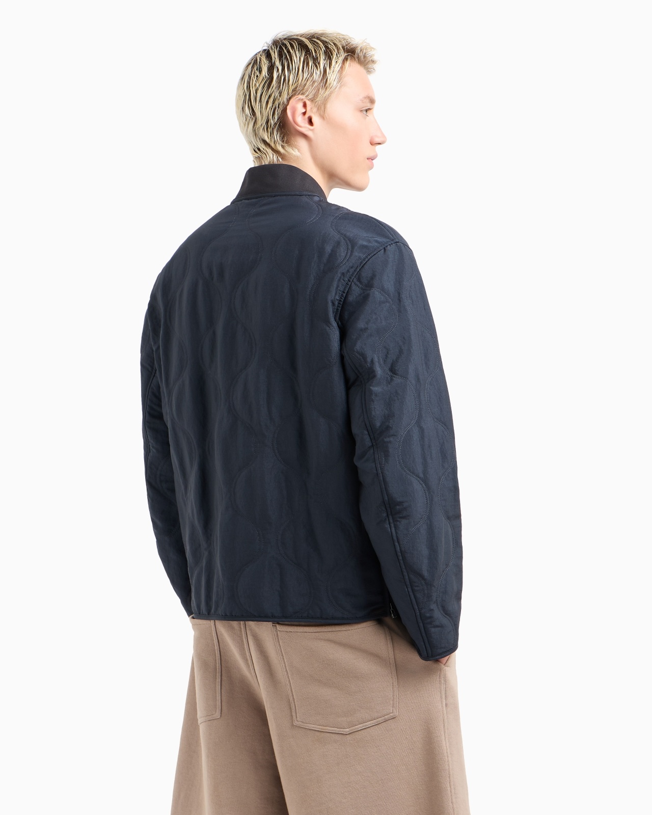 TWO-TONE WAVE MOTIF QUILTED NYLON BLOUSON - 3