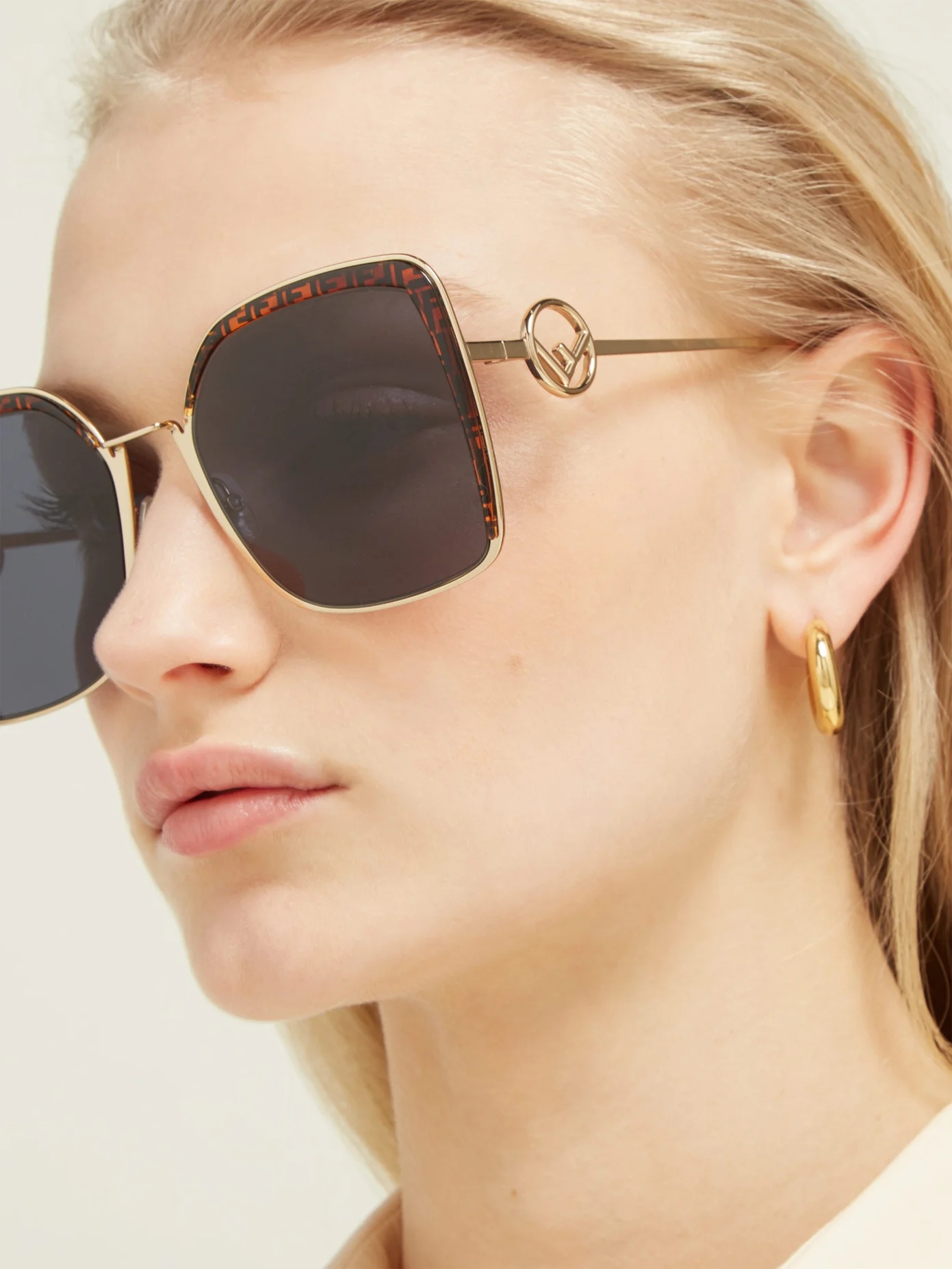 F is Fendi FF-logo square-frame sunglasses - 3