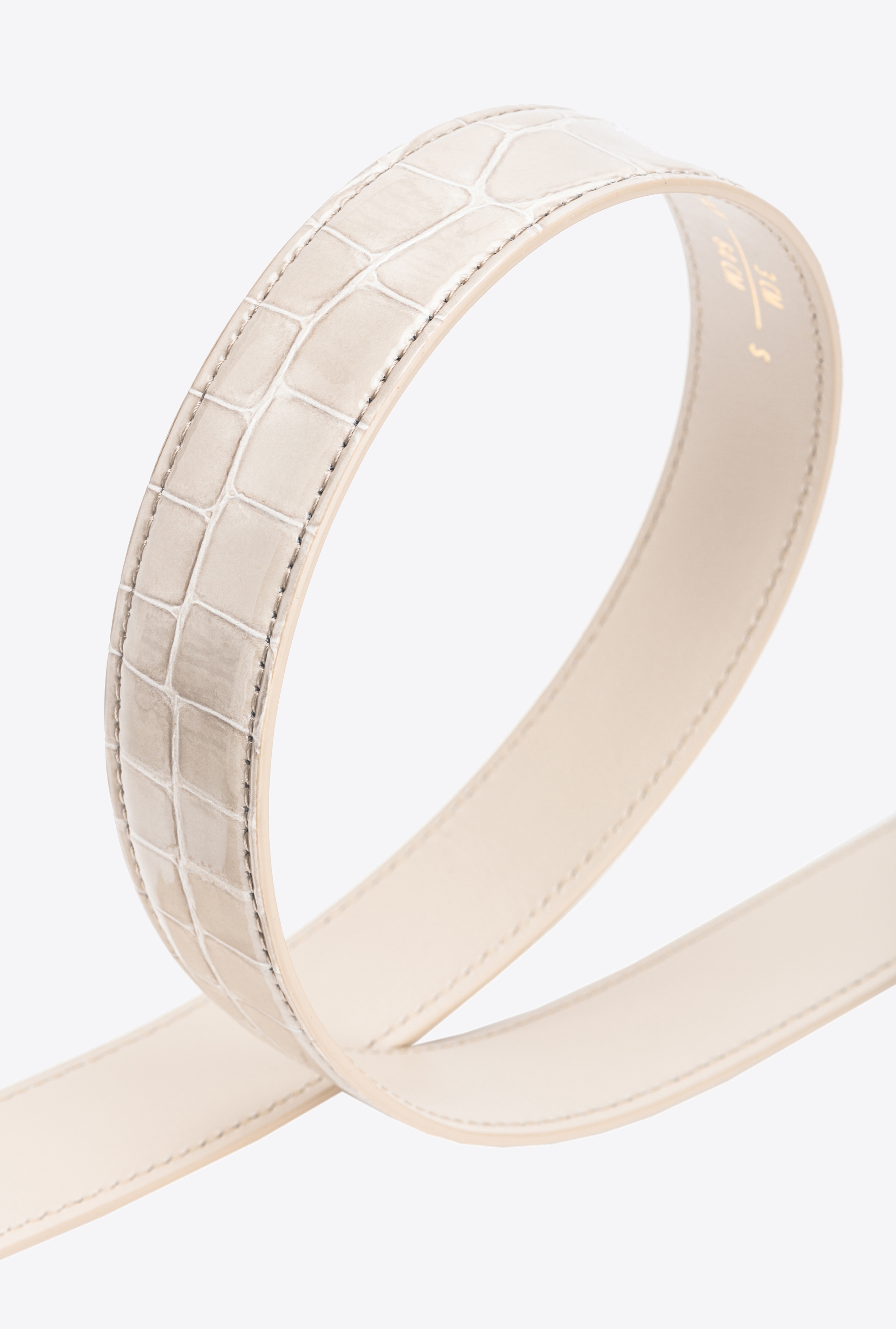 PINKO GALLERIA 3CM SHINY CROC-PRINT BELT WITH LOVE BIRDS BUCKLE - 4