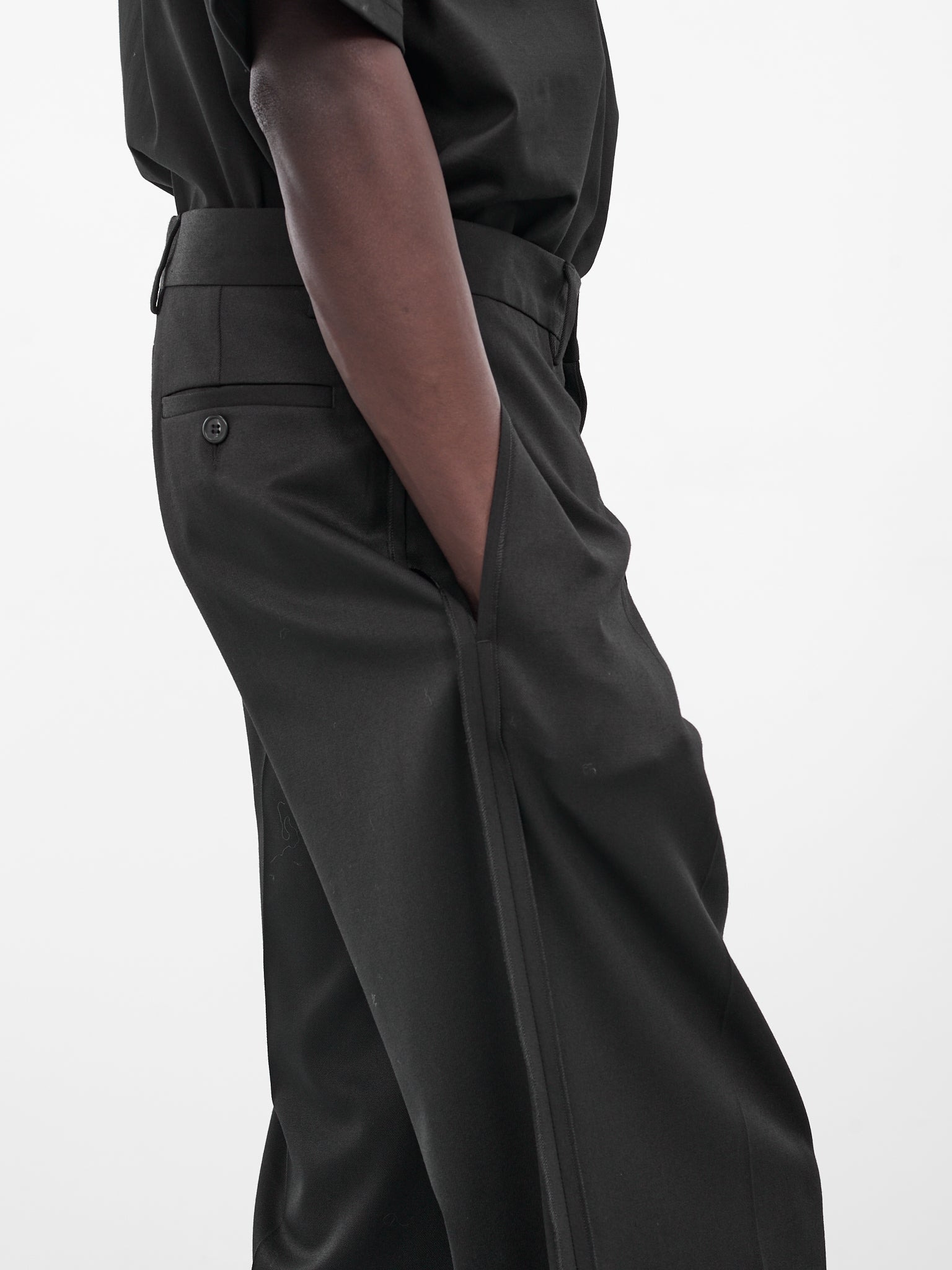 Black Wide Leg Tailored Trousers - 4