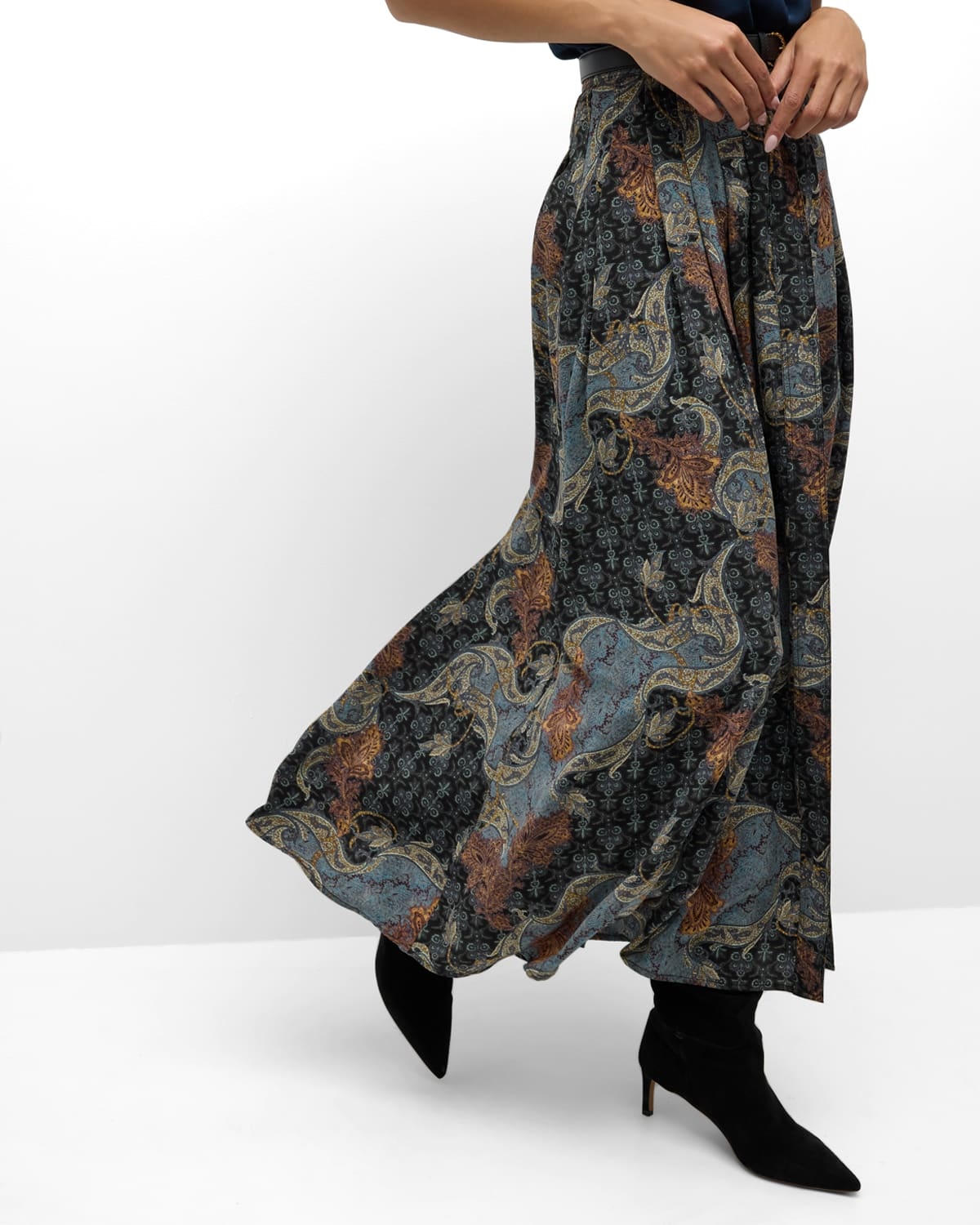 Vanna Gathered Silk Maxi Skirt - 7