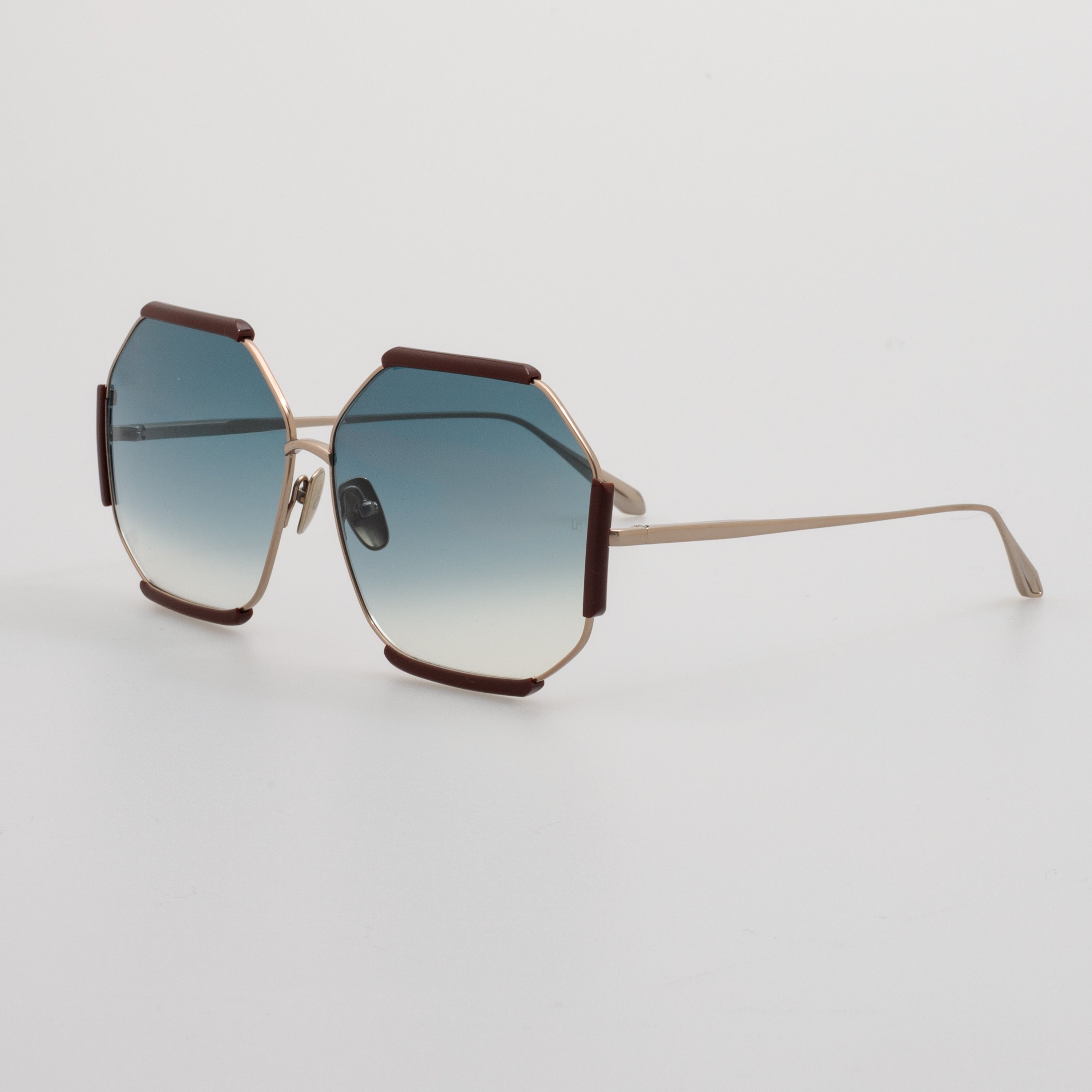 Margot Hexagon Sunglasses in Aqua - 3
