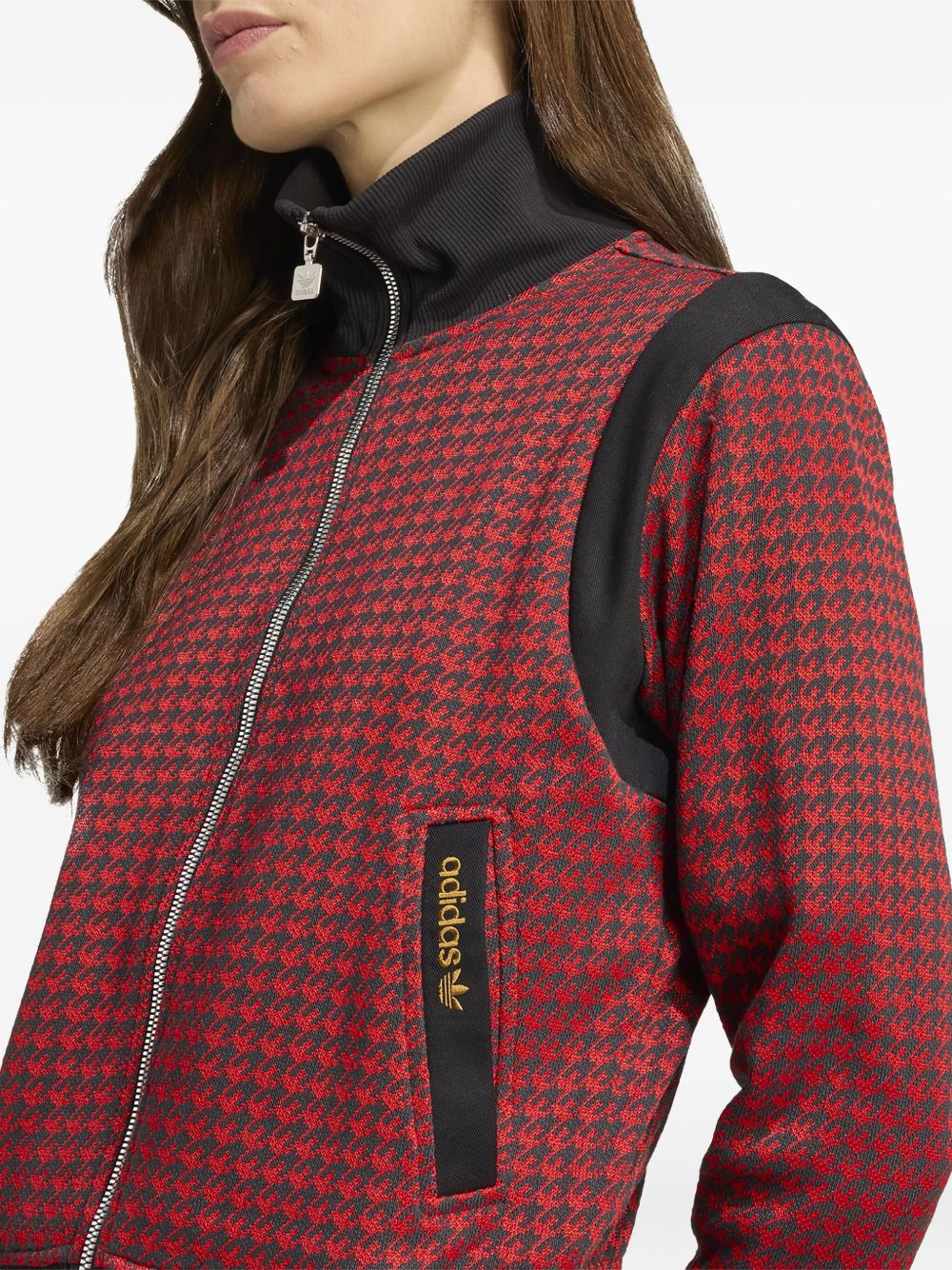 houndstooth-pattern zip-up top - 3