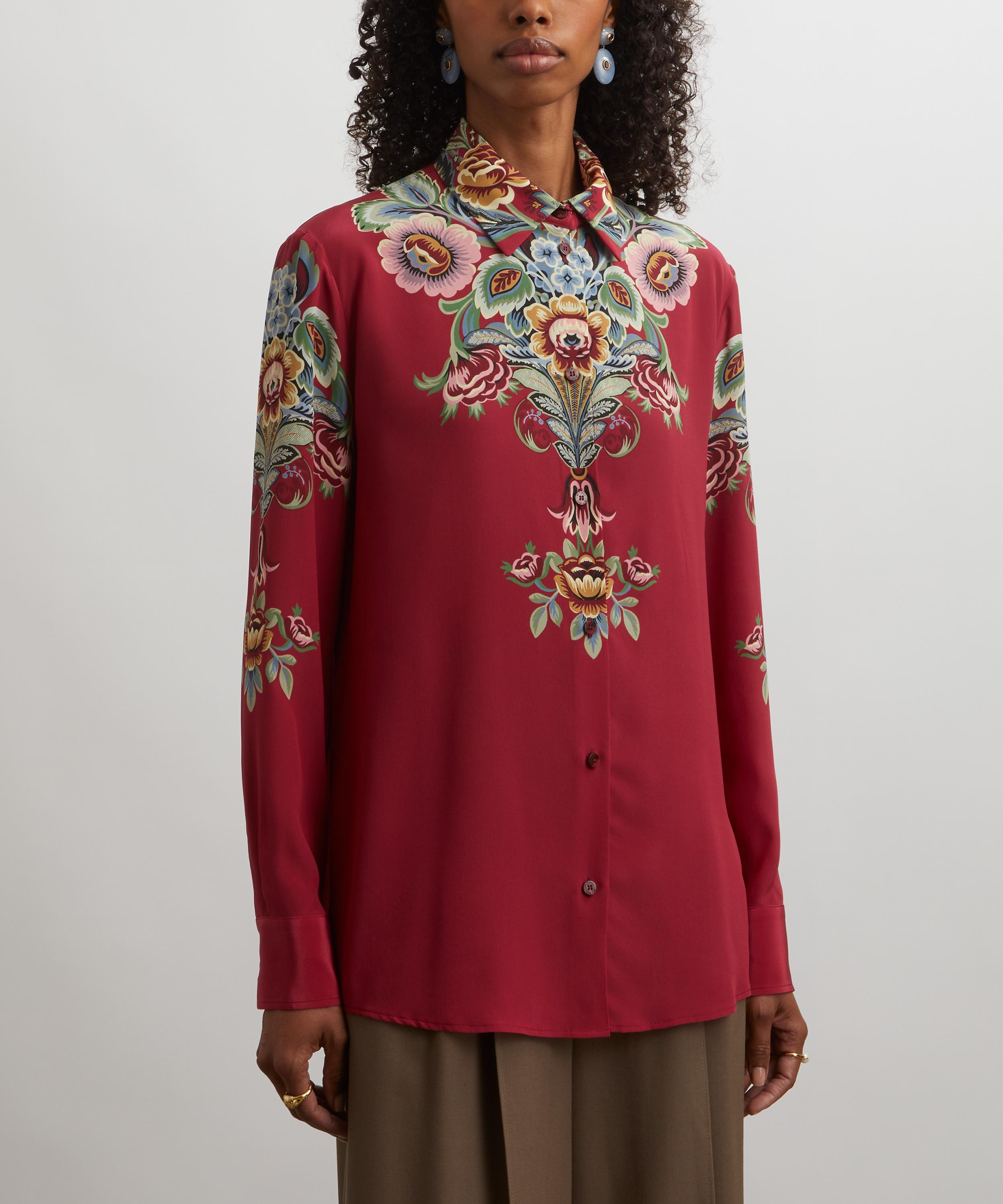 Placed Floral Silk Shirt - 3