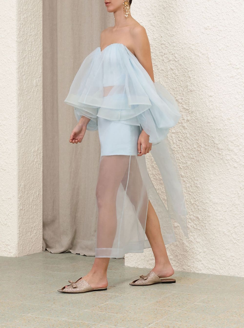 Zimmermann Women 'Crush' Light Blue Top With Boned Bodice And Rear Tie Closure In Silk Woman - 4