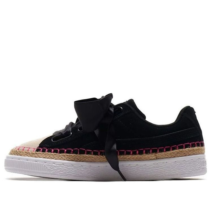 (WMNS) PUMA Suede Heart Sneakerdrille Ribbon Black/Pink 369237-01 - 1