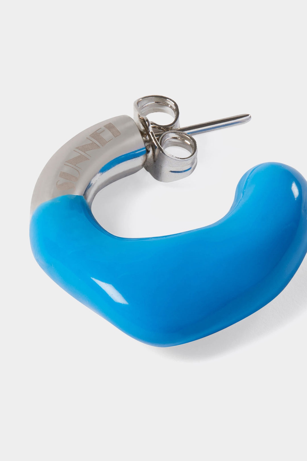BLUE RUBBERIZED MINI SILVER EARRINGS - 2
