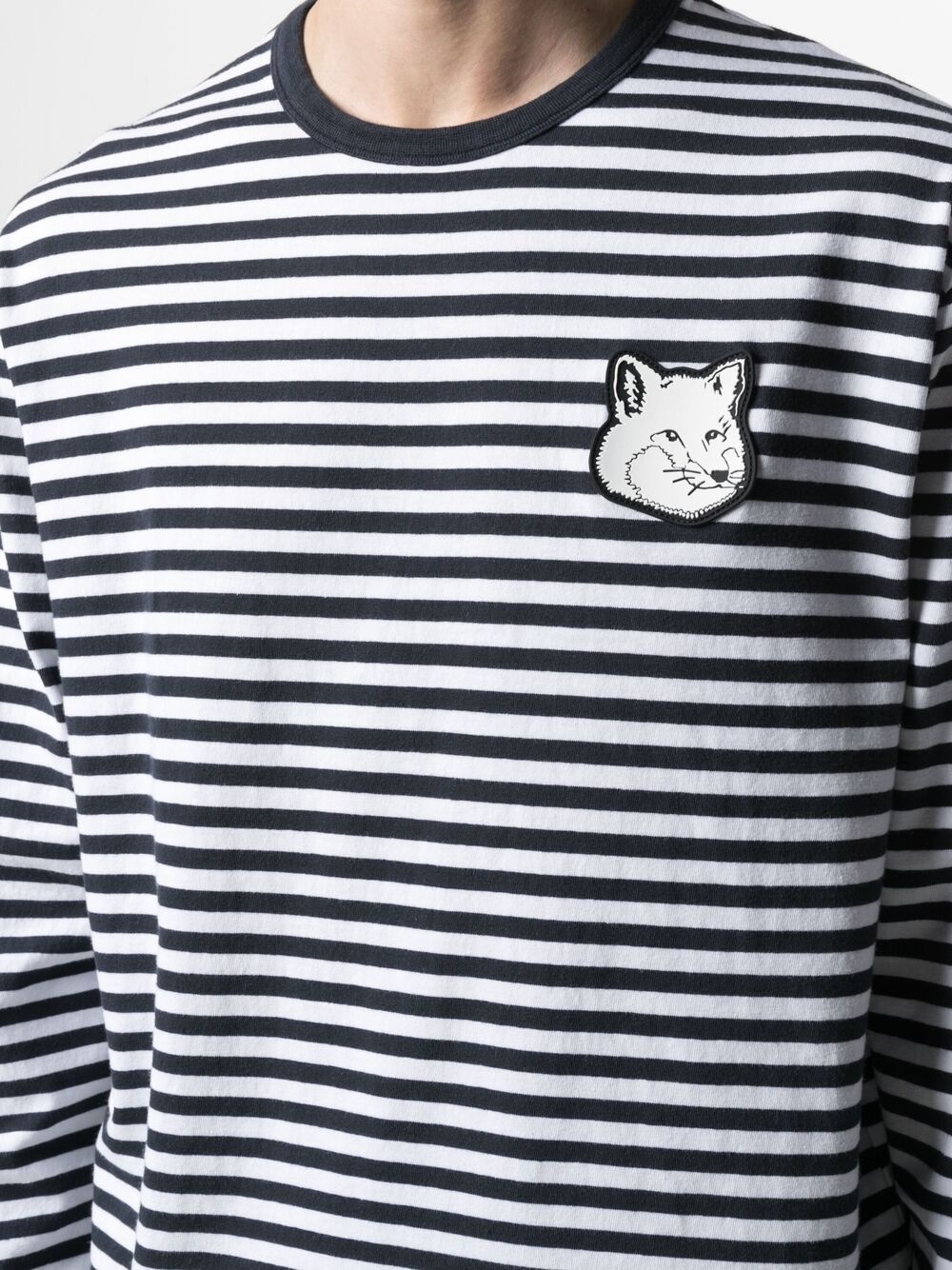 fox-patch striped T-shirt - 5