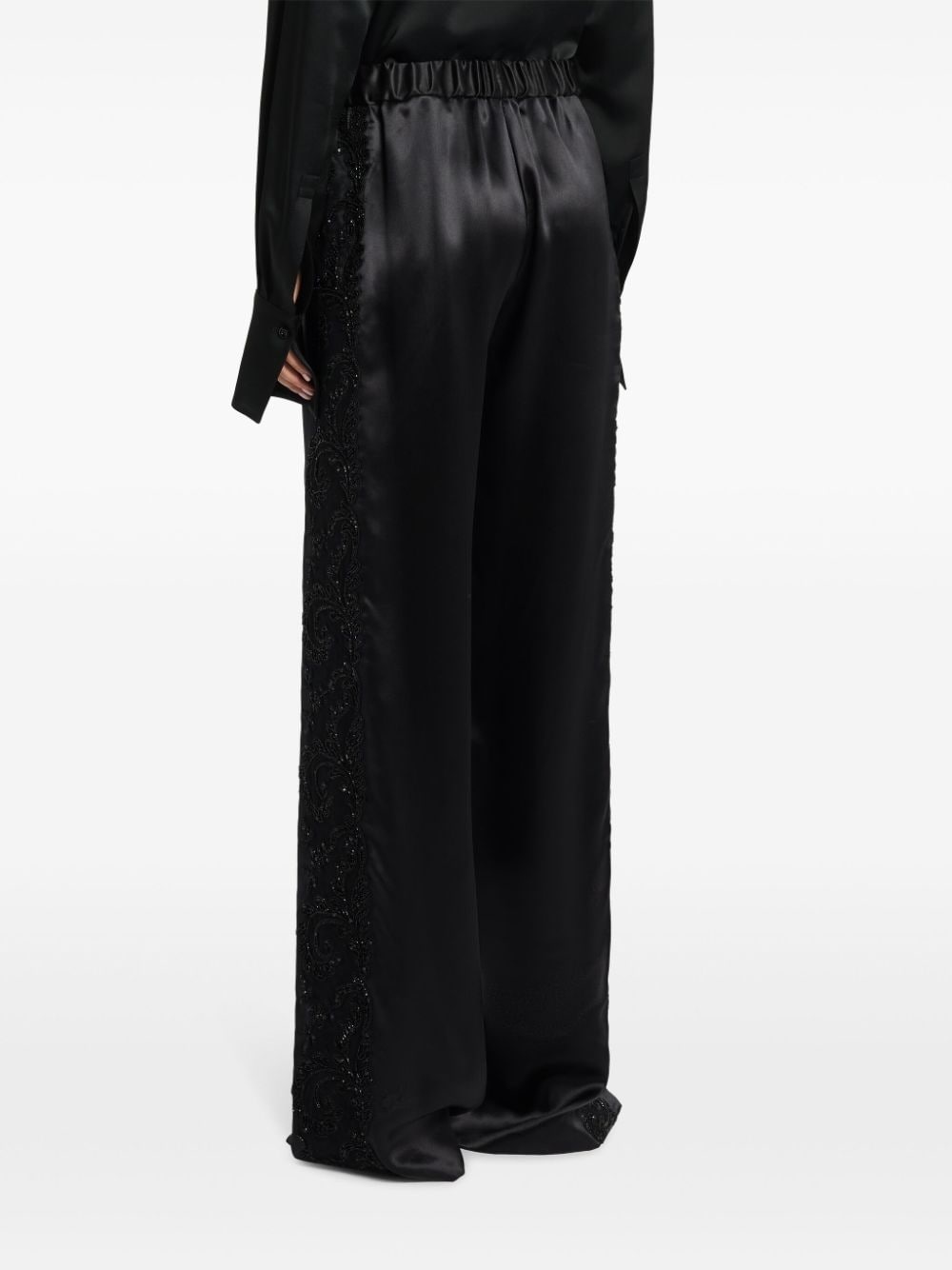 wide-leg silk trousers - 4