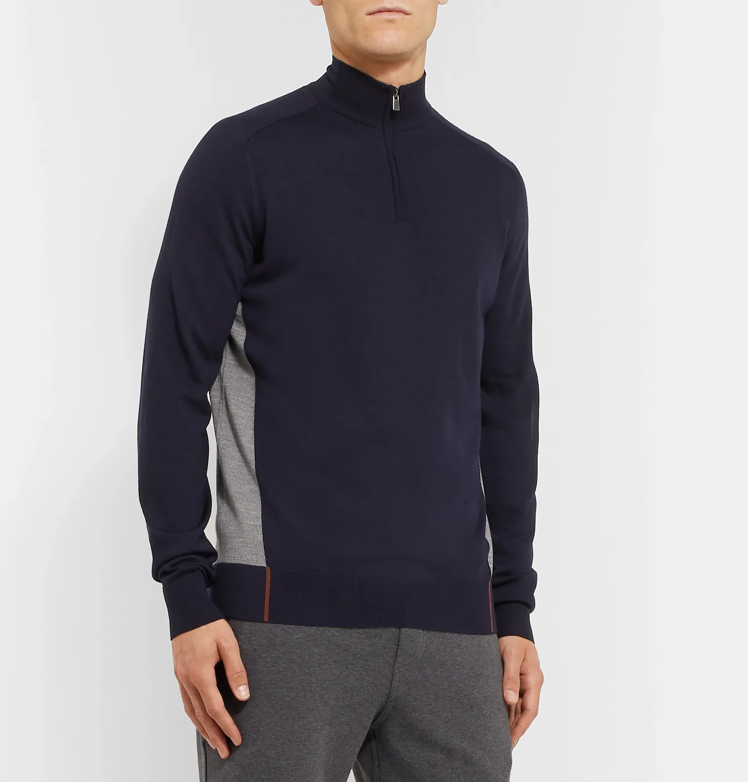 Virgin Wool Half-Zip Golf Sweater - 4